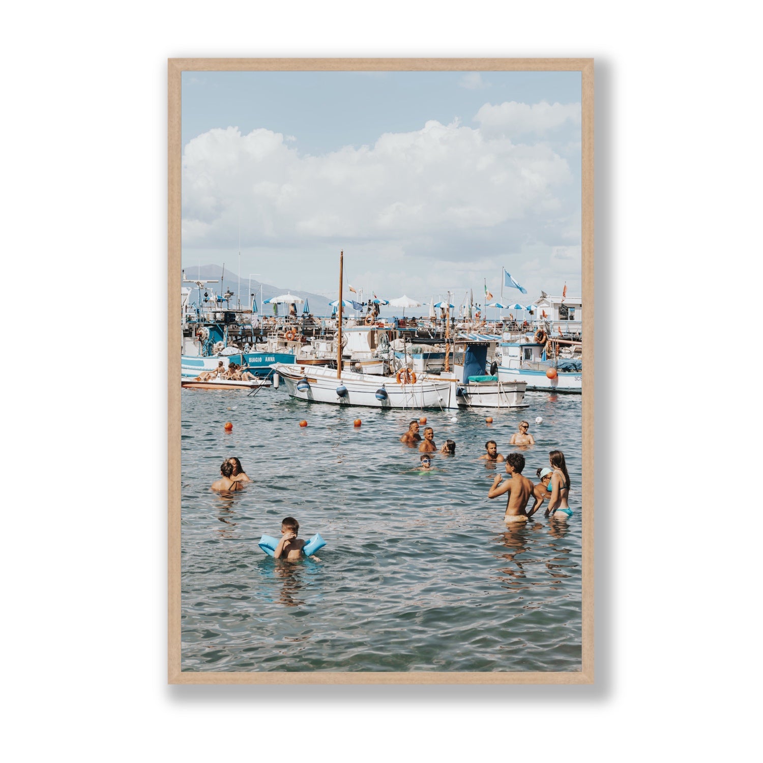 Vacanze Italiane Sorrento Italian coastal wall art Statement full-bleed fine art print in natural oak frame