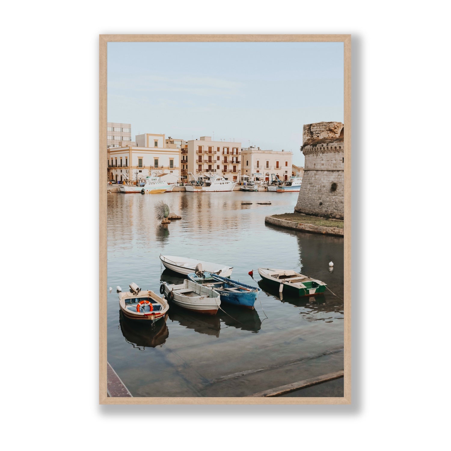 Fishing Legacy fine art print, Puglia, Italy, Statement, Natural Oak Frame · Full Bleed, Fine Art Print