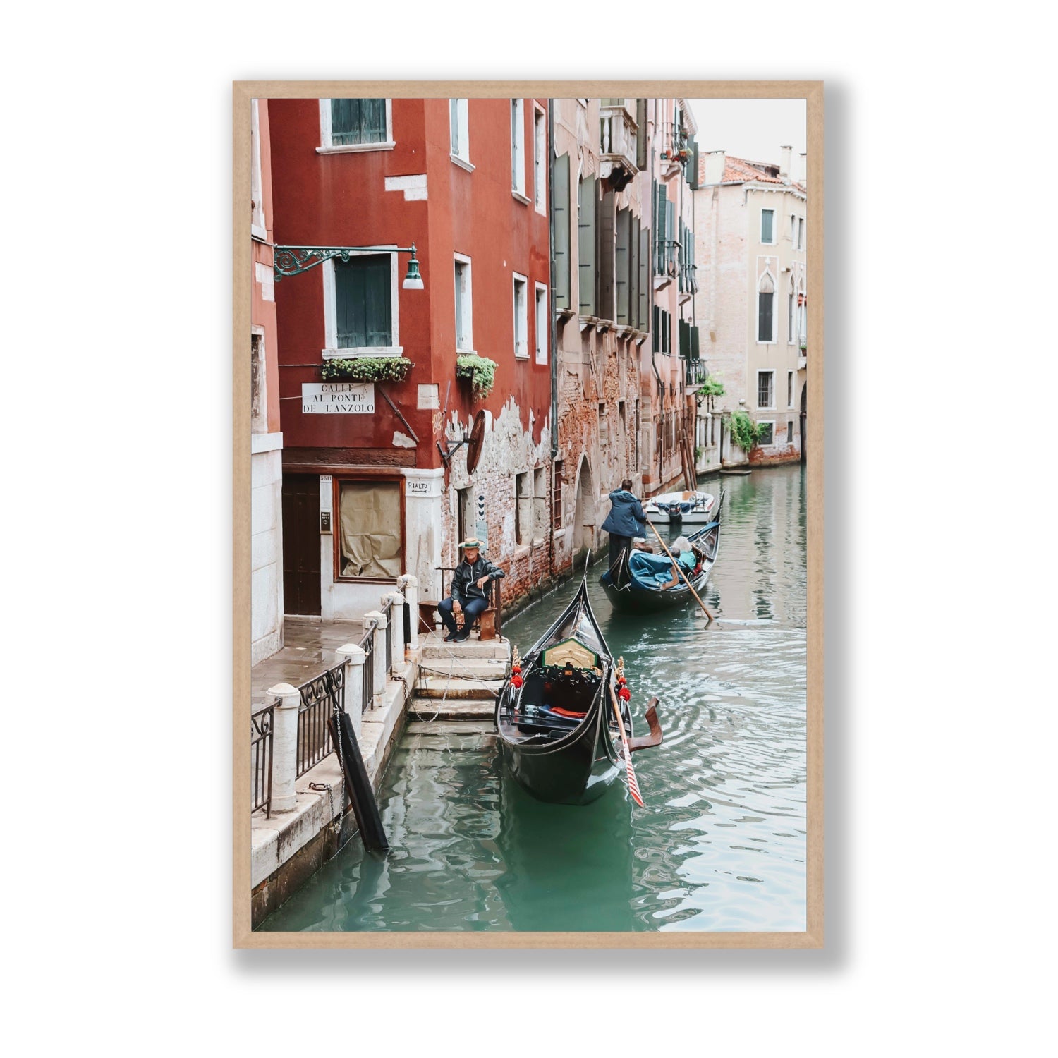 The Merchant Venice Canal Italian wall art Statement full-bleed fine art print in natural oak frame