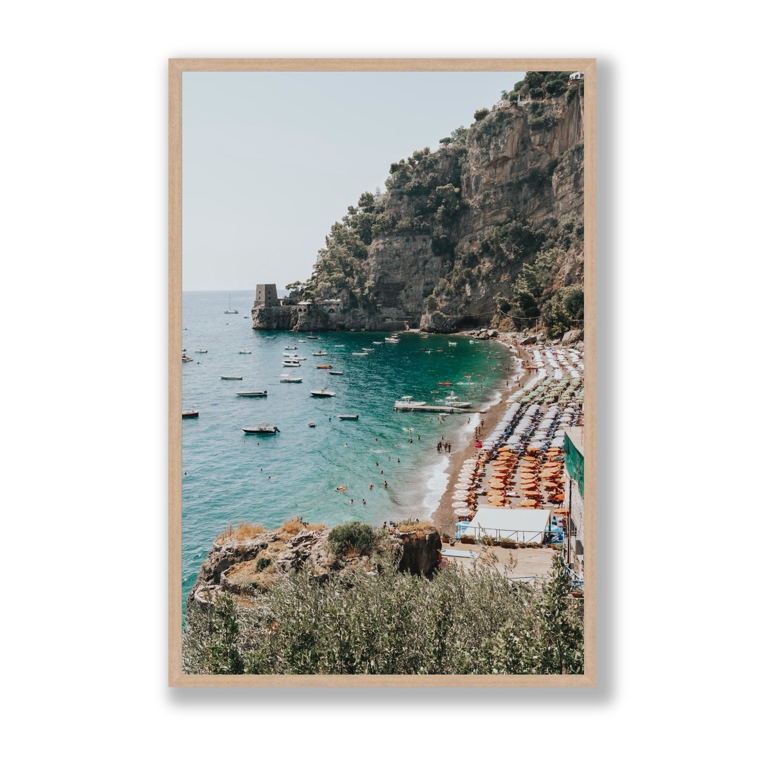 Baia dei Sogni fine art print, Positano, Italy, Statement, Natural Oak Frame · Full Bleed, Fine Art Print