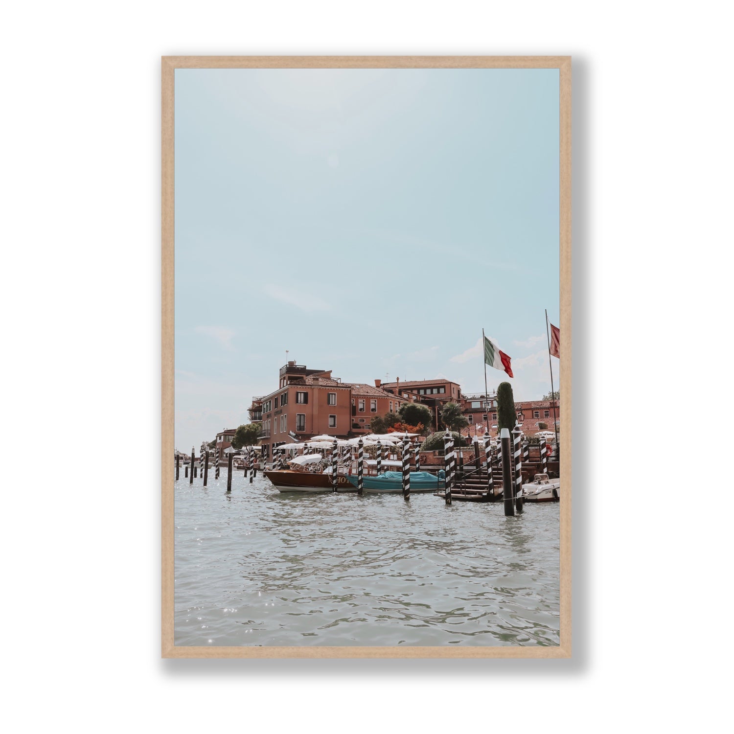Giudecca Island Venice wall art Statement full-bleed fine art print in natural oak frame