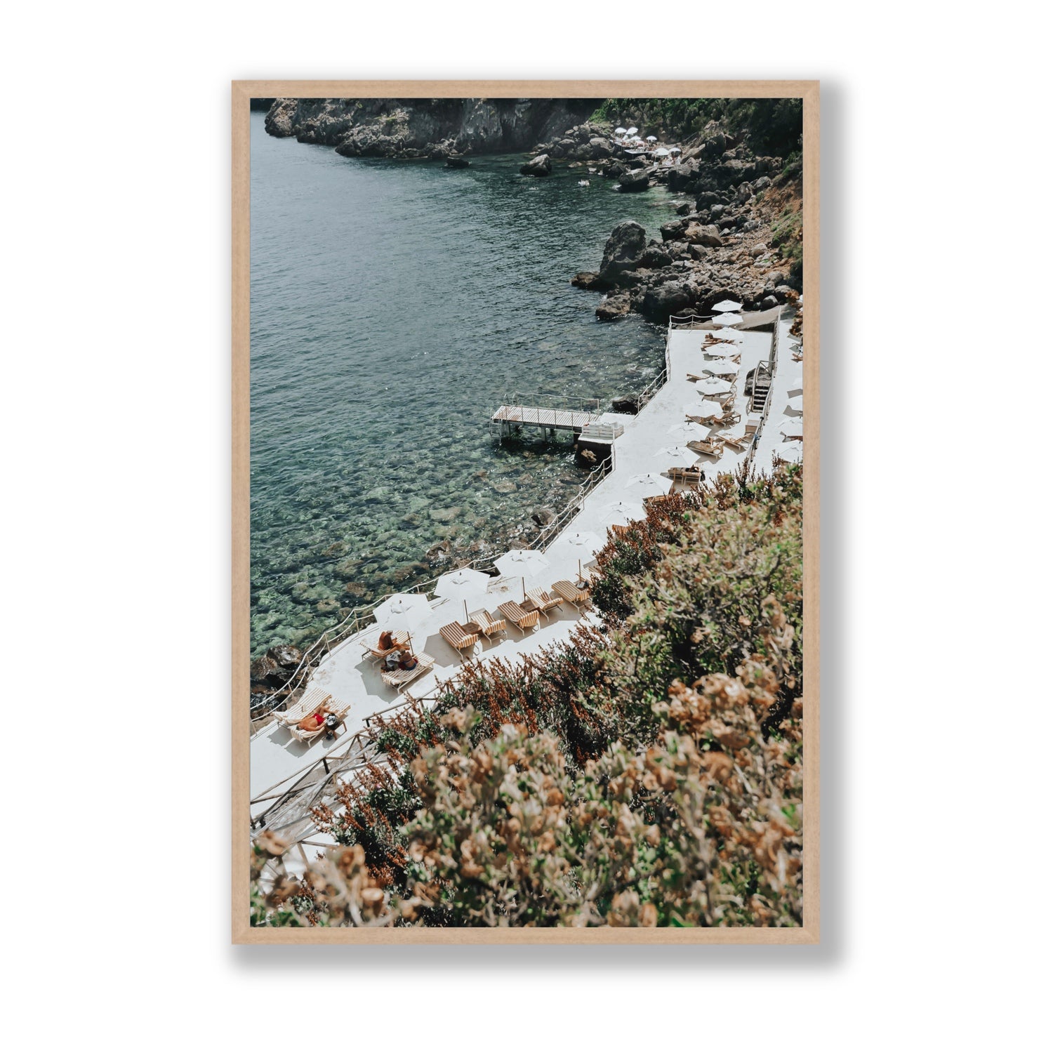 Go Beyond The Postcard Tuscany coastal wall art Statement full-bleed fine art print in natural oak frame