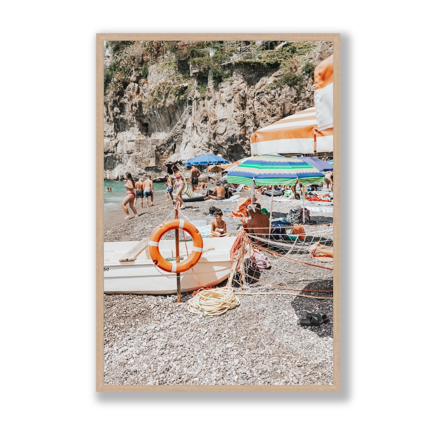 Il Ragazzo fine art print, Positano, Italy, Statement, Natural Oak Frame · Full Bleed, Fine Art Print