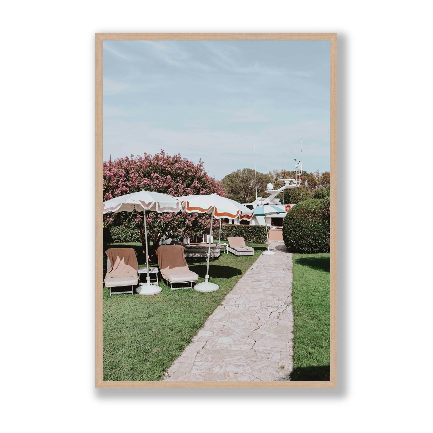 A Bellini Awaits Venice Italian wall art Statement full-bleed fine art print in natural oak frame