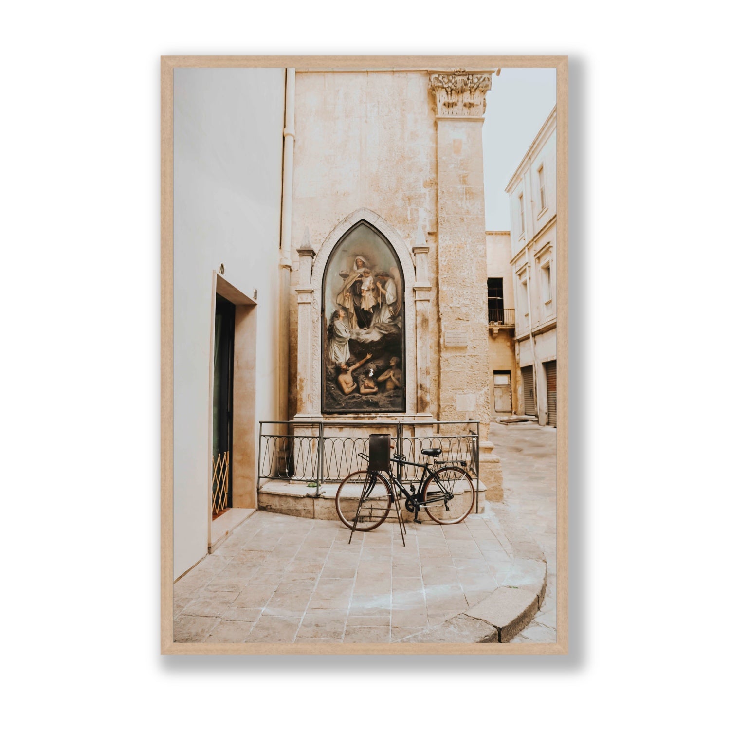 La Chiesa Puglia Otranto Italian wall art Statement full-bleed fine art print in natural oak frame