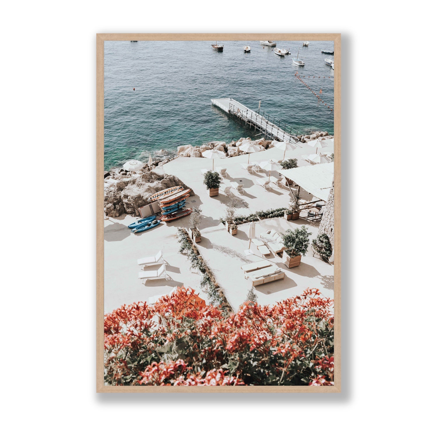 A Work of Art Amalfi coastal wall art Statement full-bleed fine art print in natural oak frame