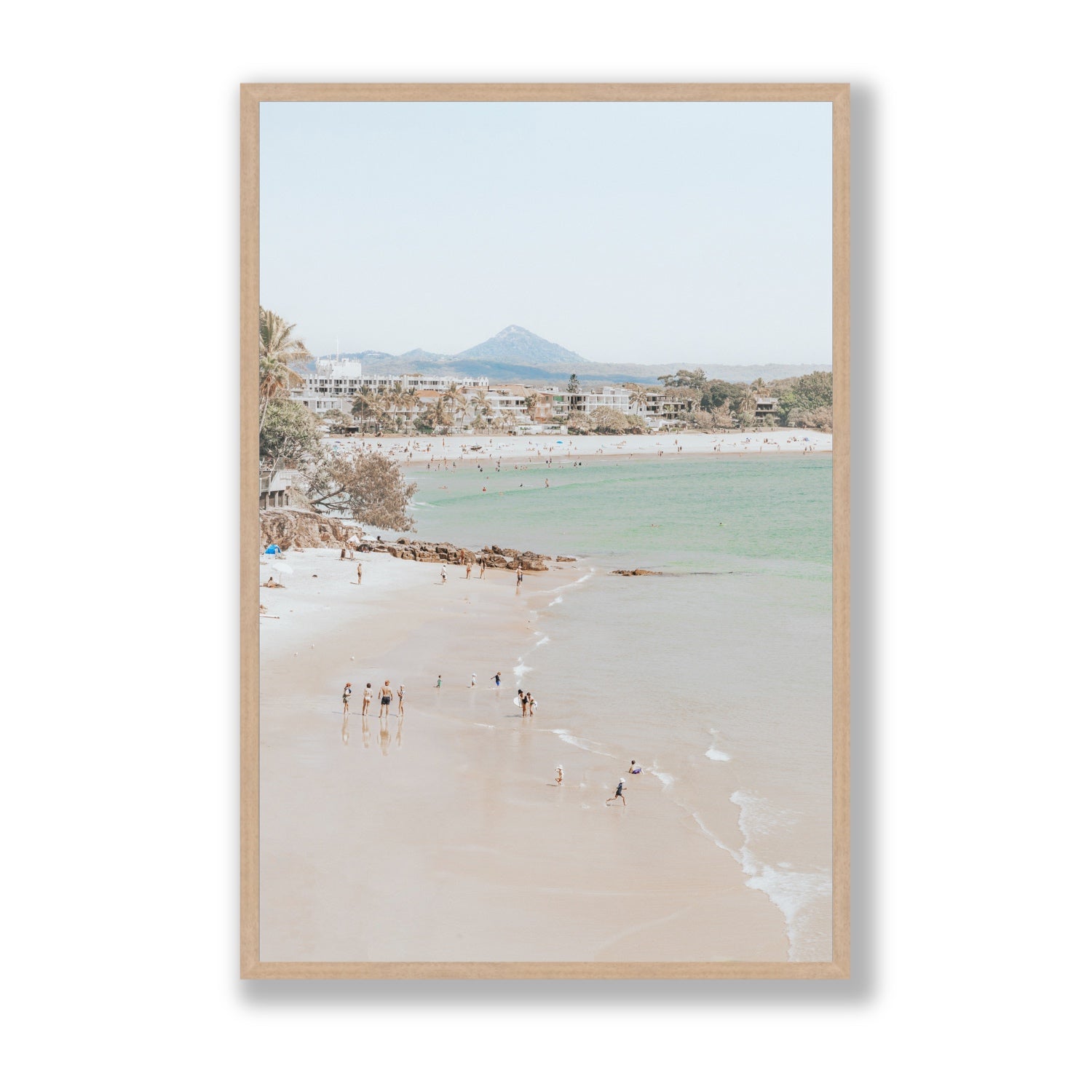 Little Cove Shallows fine art print, Noosa, Australia, coastal scenes artwork, Statement, Natural Oak Frame · Full Bleed, Fine Art Print