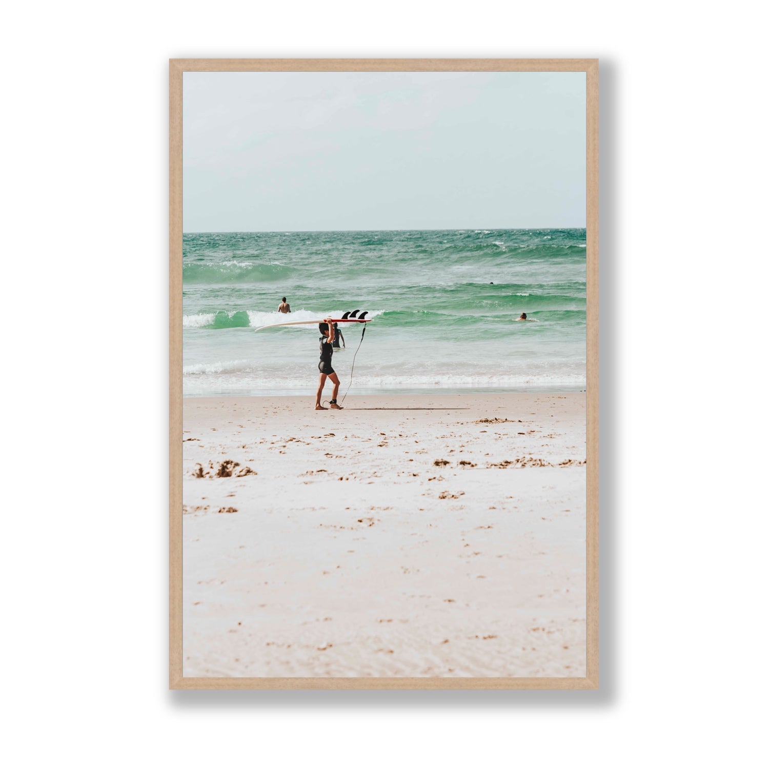 Grommet Byron Bay Surf coastal wall art Statement full-bleed fine art print in natural oak frame