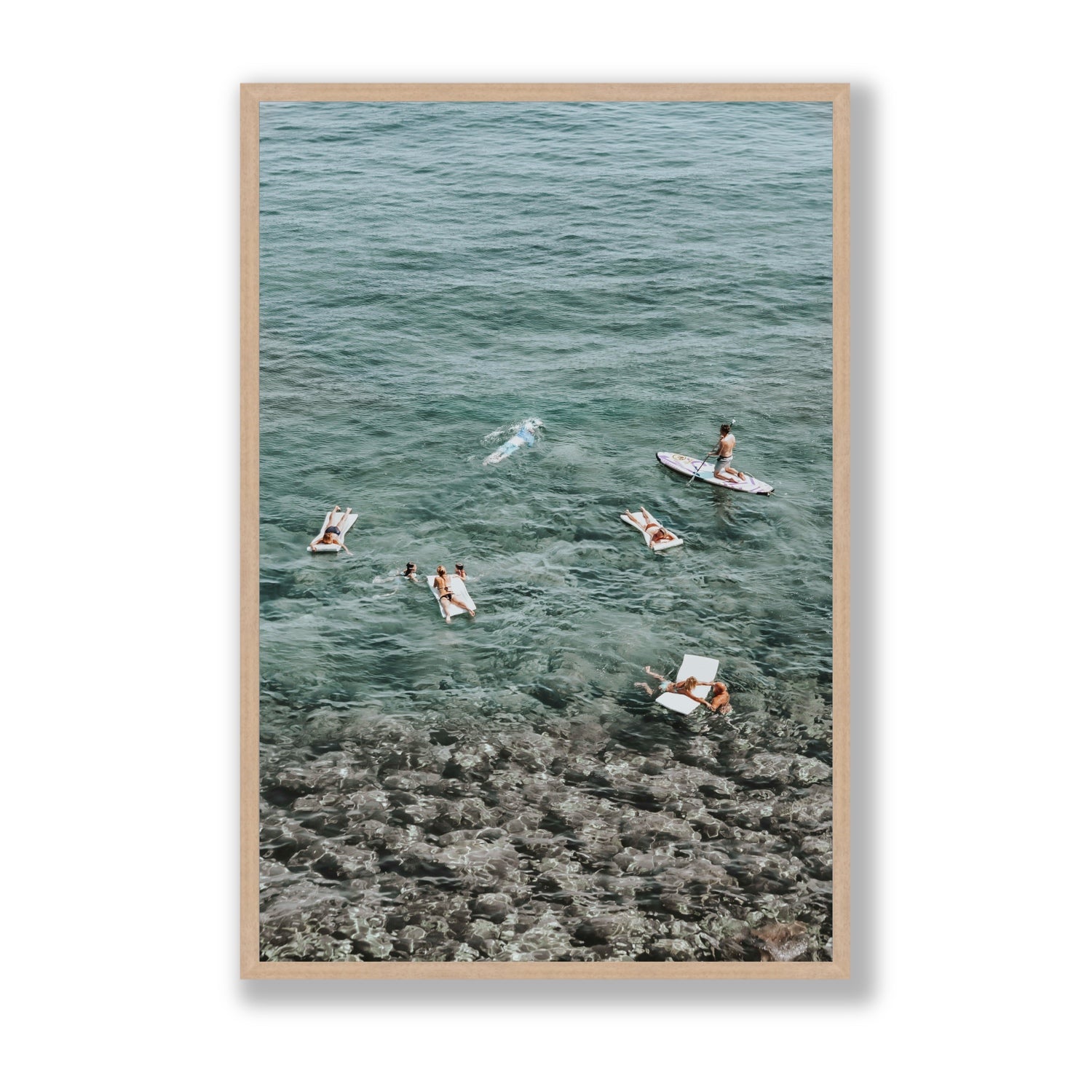 The Big Chill Tuscany coastal Italian wall art Statement full-bleed fine art print in natural oak frame