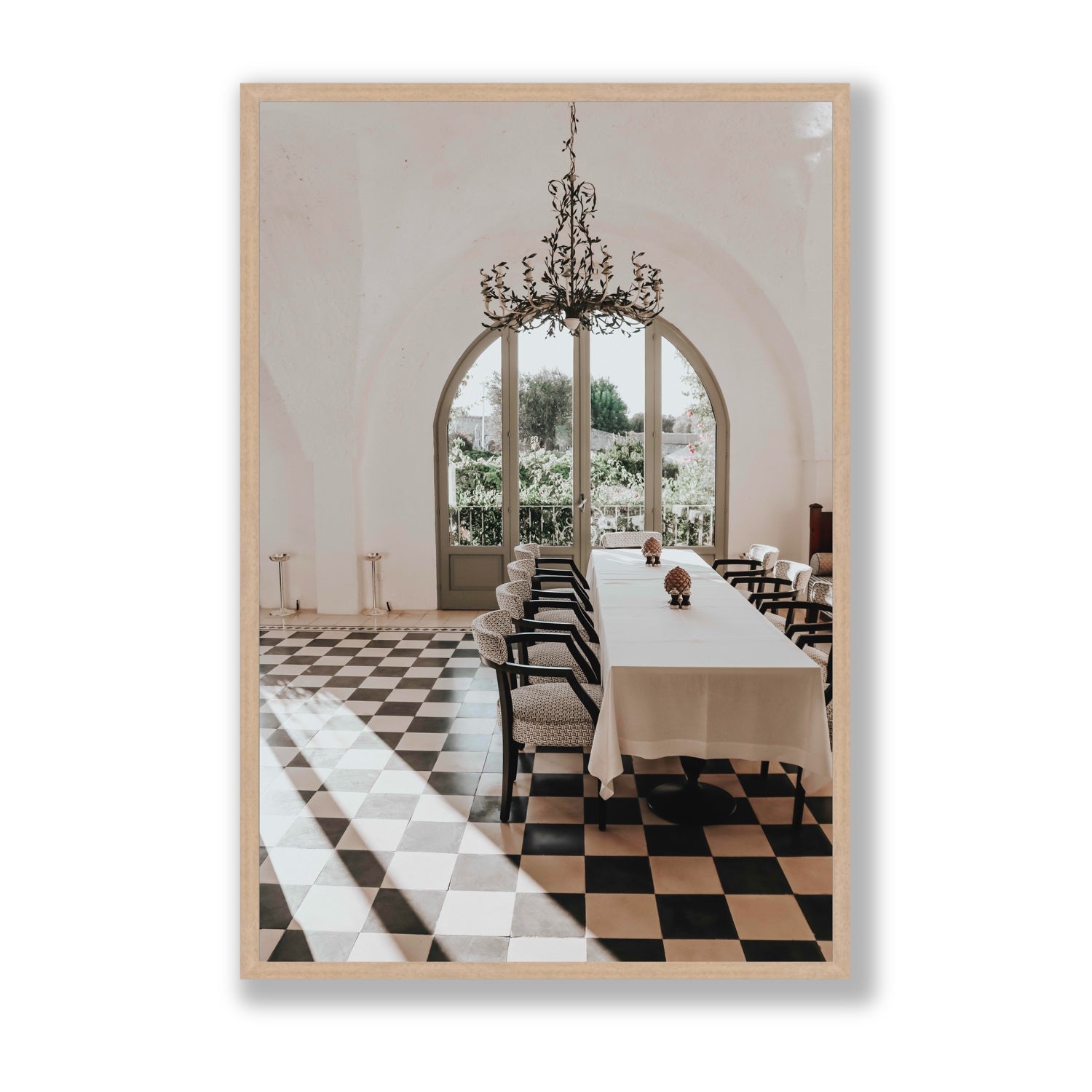 Sunbeam Feast Puglia Wall Italian fine art print Statement full-bleed fine art print in natural oak frame