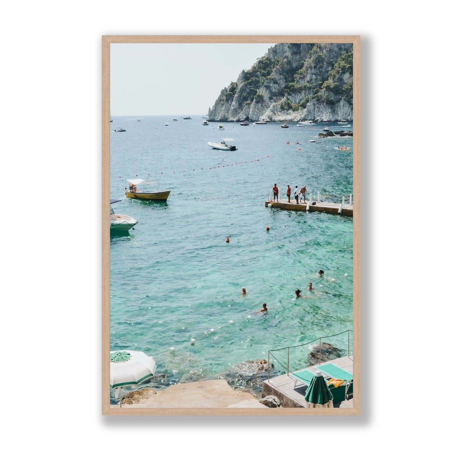 Delizia Pomeridiana Capri coastal wall art Statement full-bleed fine art print in natural oak frame
