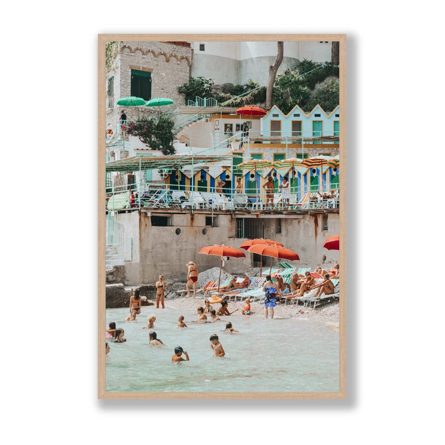 Kaleidoscope fine art print, Capri, Italy, Statement, Natural Oak Frame · Full Bleed, Fine Art Print