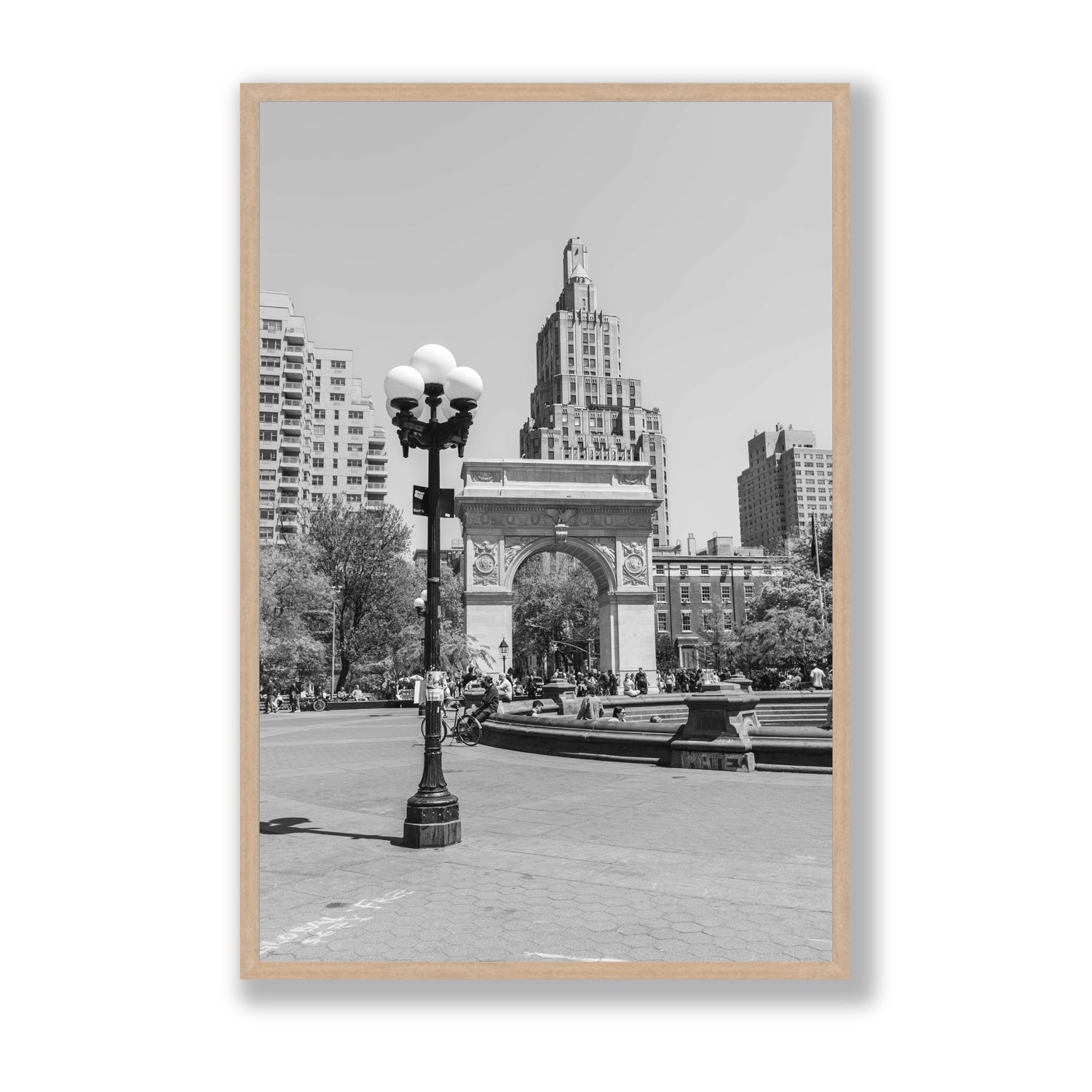Pole Position New York NYC Black & White wall art Statement full-bleed fine art print in natural oak frame