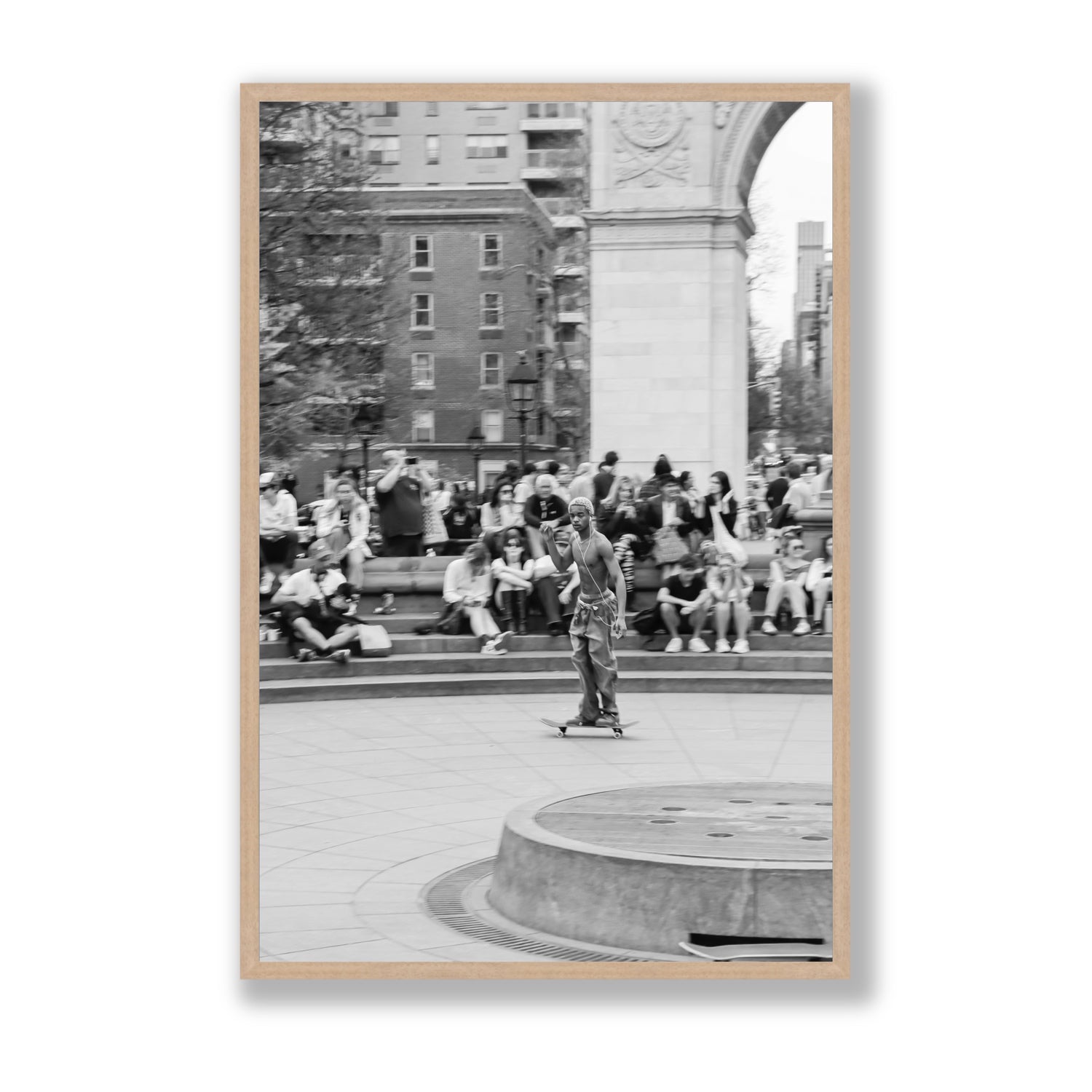 Parkside Pirouettes New York NYC Black & White wall art Statement full-bleed fine art print in natural oak frame