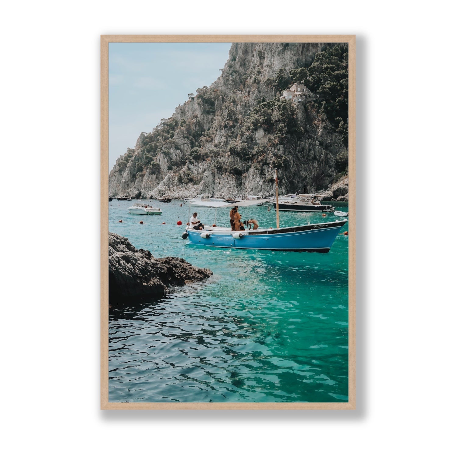 Emerald Escape fine art print, Capri, Italy, Statement, Natural Oak Frame · Full Bleed, Fine Art Print