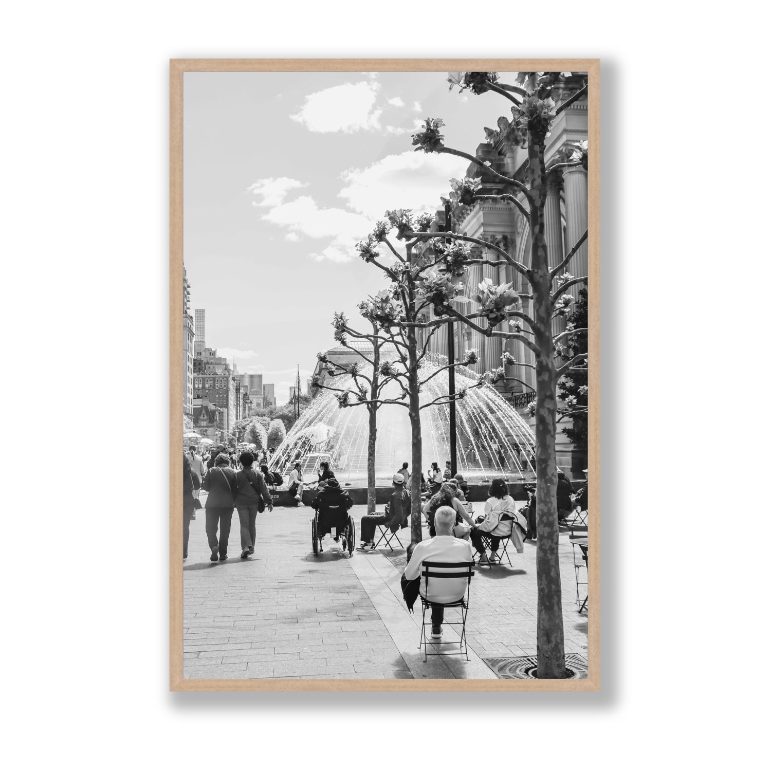 Luminary Noir New York NYC Black & White wall art Statement full-bleed fine art print in natural oak frame