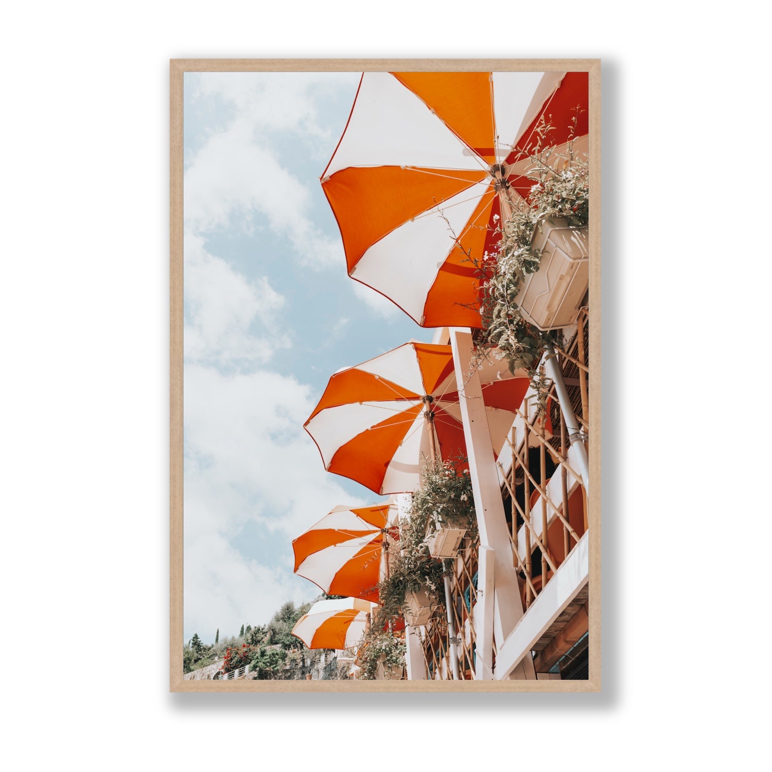 Mantienilo Semplice fine art print, Positano, Italy, Statement, Natural Oak Frame · Full Bleed, Fine Art Print