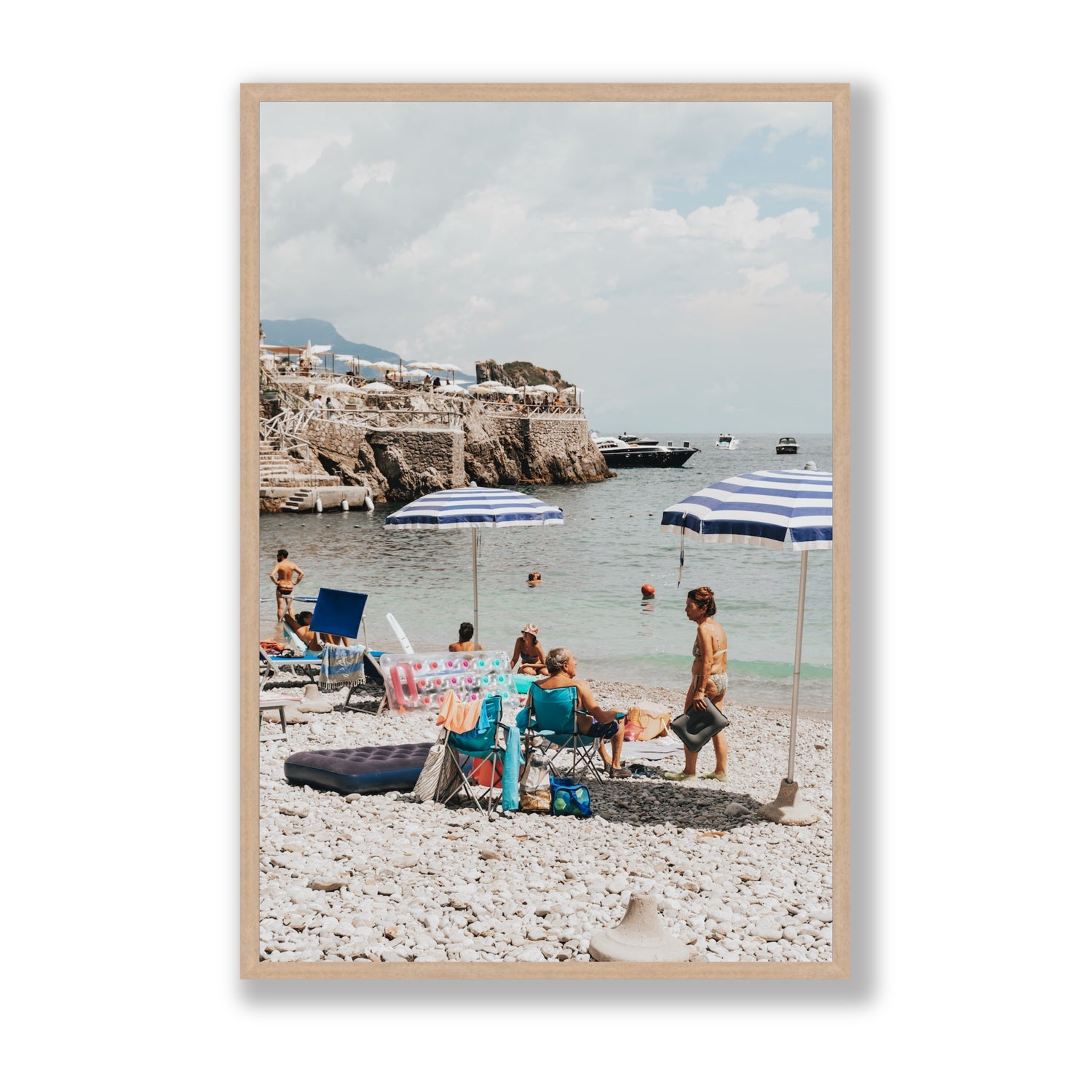 Couple Goals Nerano Amalfi Coast coastal wall art Statement full-bleed fine art print in natural oak frame