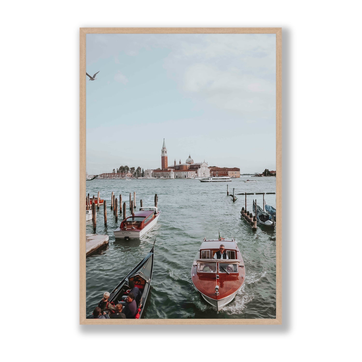 Galleggiante Venice Italian wall art Statement full-bleed fine art print in natural oak frame