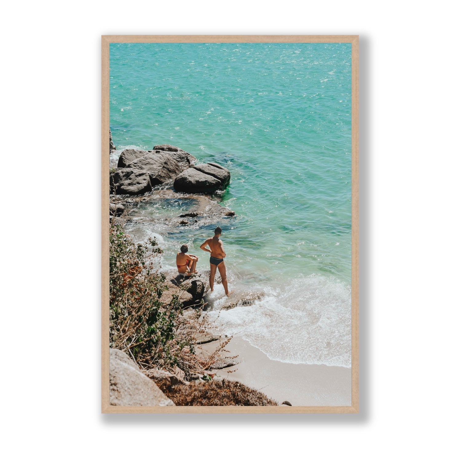 Scene Stealers Mykonos Greek island wall art Statement full-bleed fine art print in natural oak frame