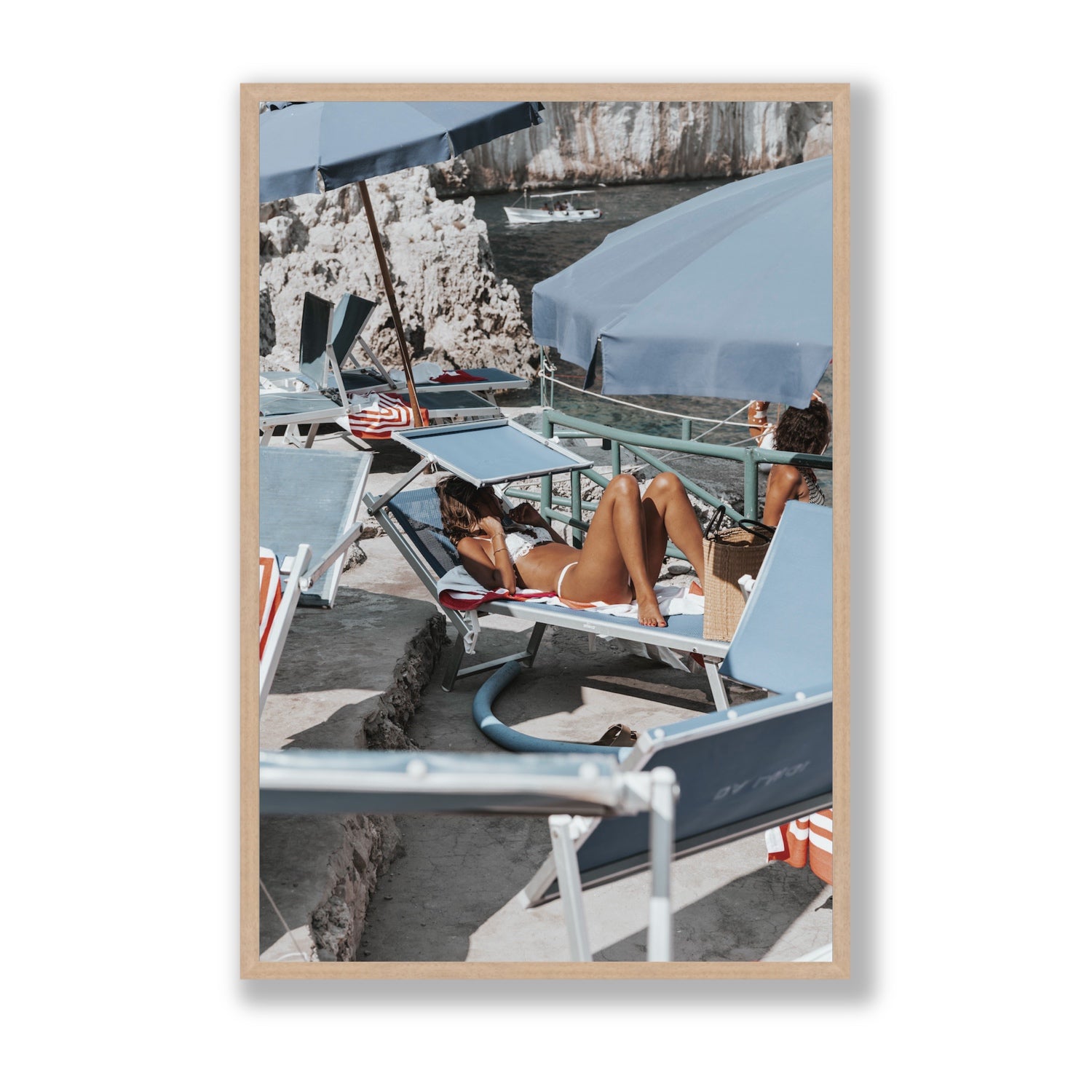 Beach Babe fine art print, Capri, Italy, Statement, Natural Oak Frame · Full Bleed, Fine Art Print