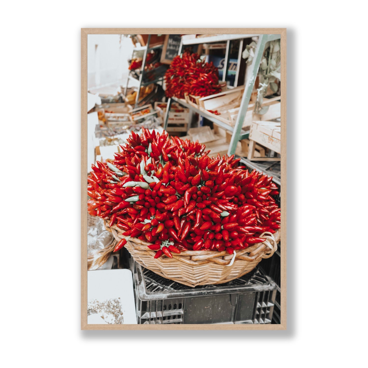 Spicy Bunch Puglia Italian wall art Statement full-bleed fine art print in natural oak frame