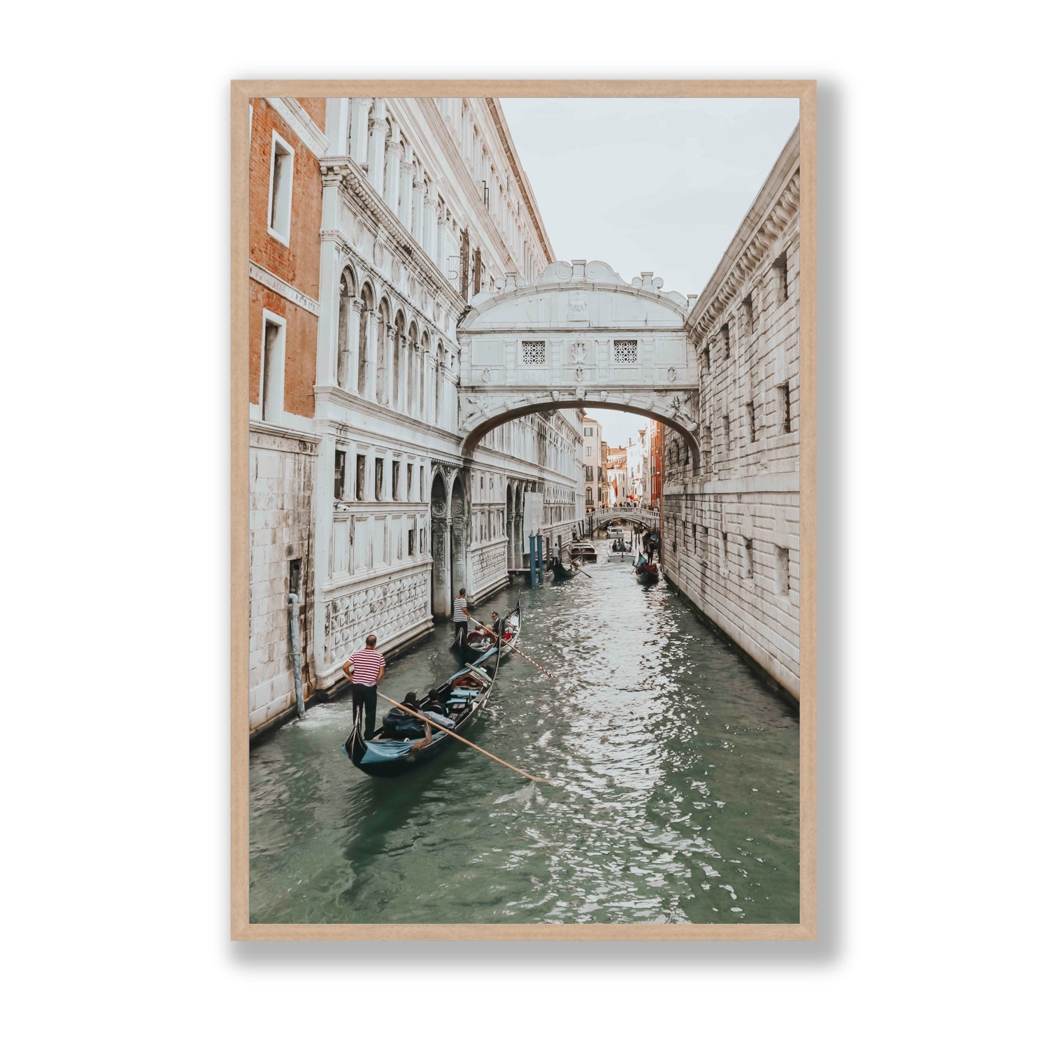 Bridge of Sighs Venice Gondola Italian wall art Statement full-bleed fine art print in natural oak frame