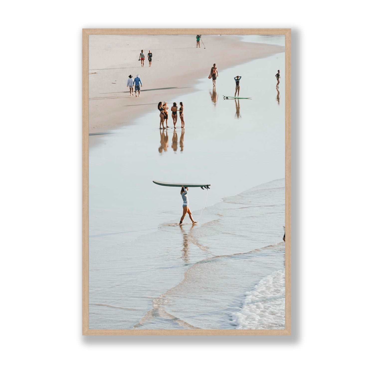Bailey Byron Bay beach coastal decor wall art Statement full-bleed fine art print in natural oak frame