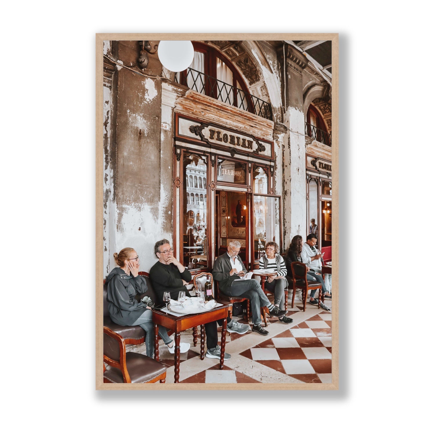 Tea Room Venice Italian wall art Statement full-bleed fine art print in natural oak frame