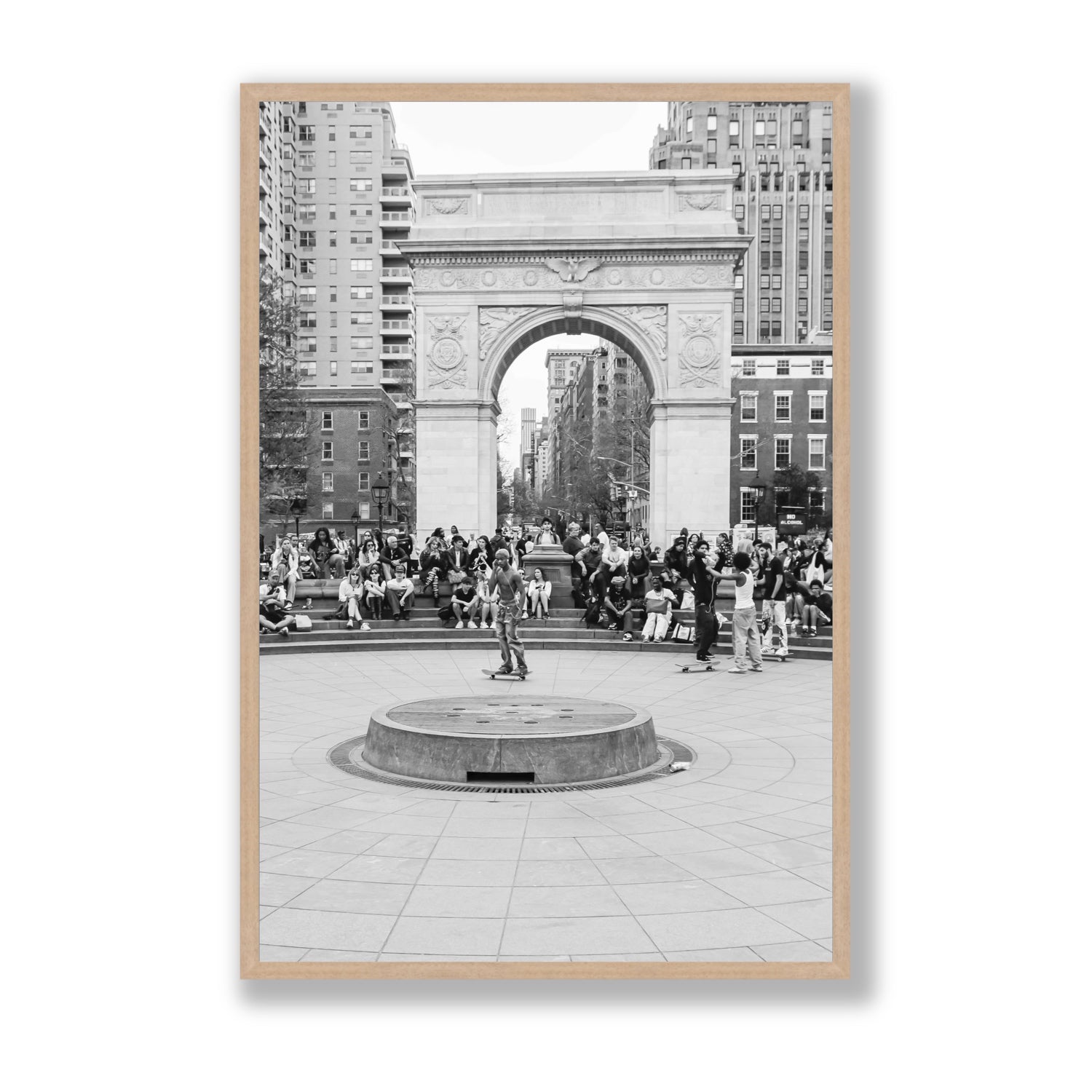 Concrete Conqueror New York NYC Skateboard wall art Statement full-bleed fine art print in natural oak frame