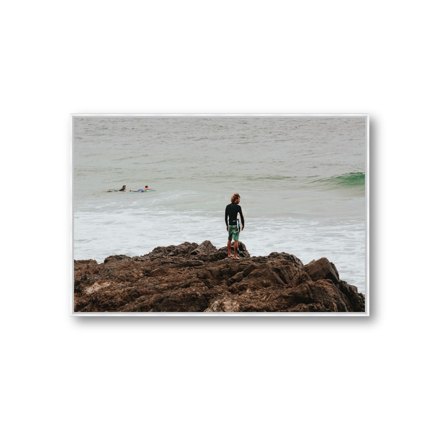 Let The Sea Set You Free Byron Bay Surf wall art Giant fine art canvas in white float frame