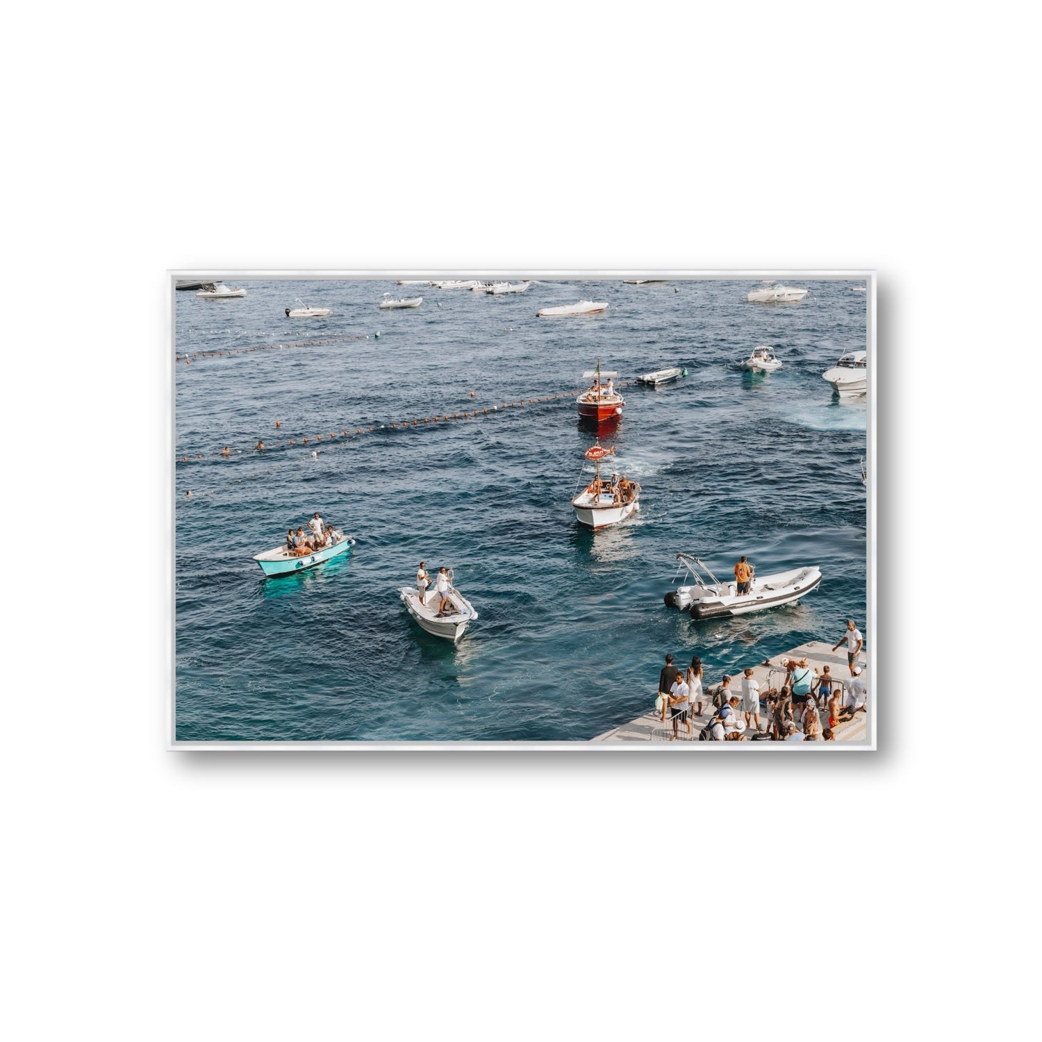 Nautical Parade Positano wall art Giant fine art canvas in white float frame