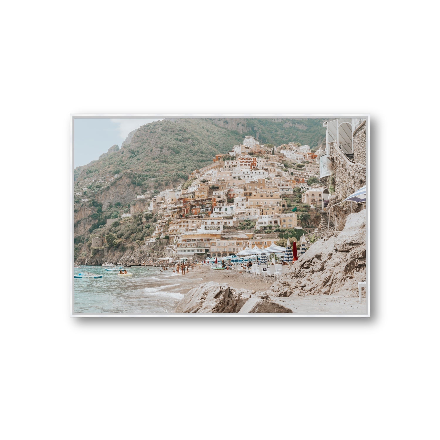 Sogno di Positano fine art print, Positano, Italy, Giant, White Float Frame, Fine Art Canvas