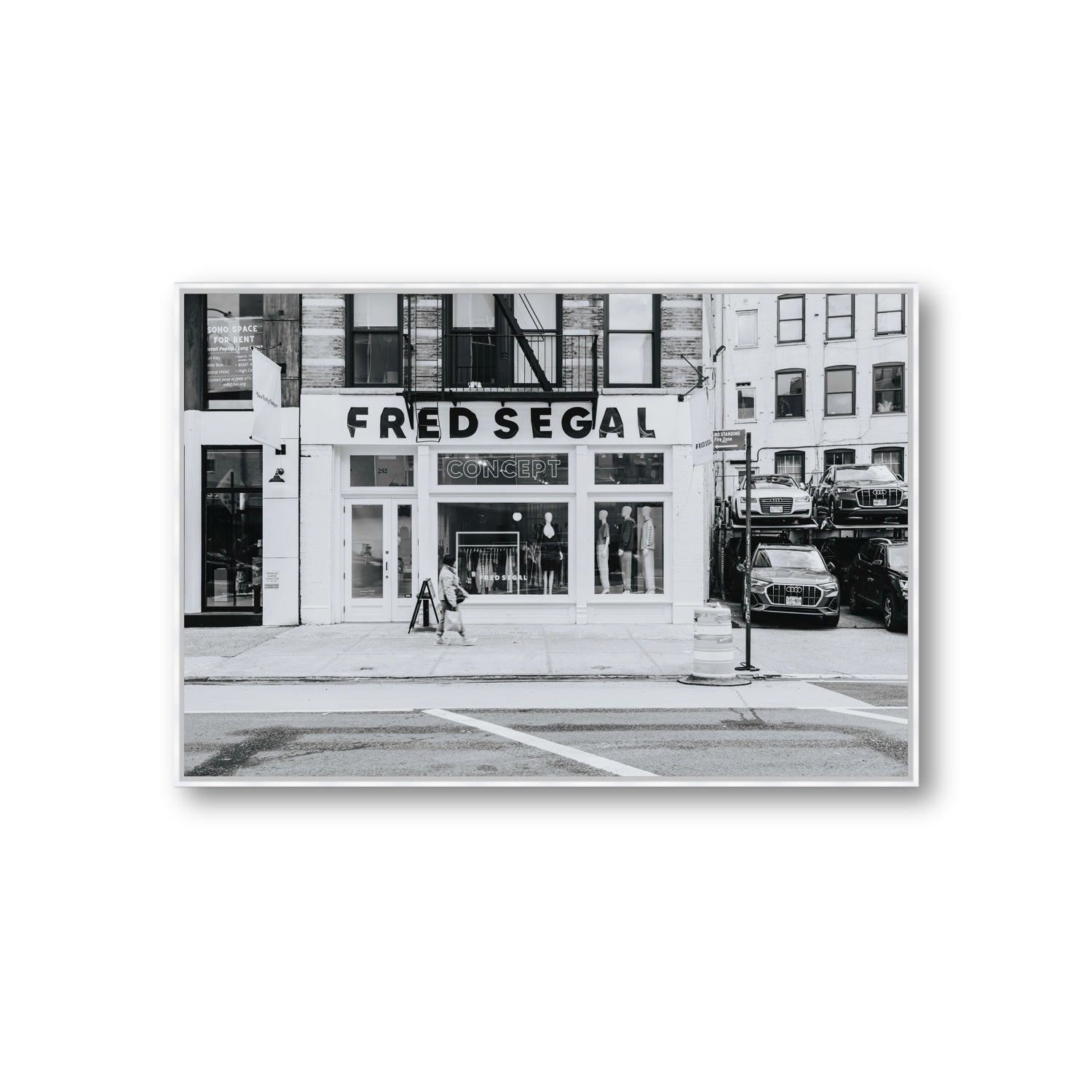 Noir York New York NYC Black & White wall art Giant fine art canvas in white float frame
