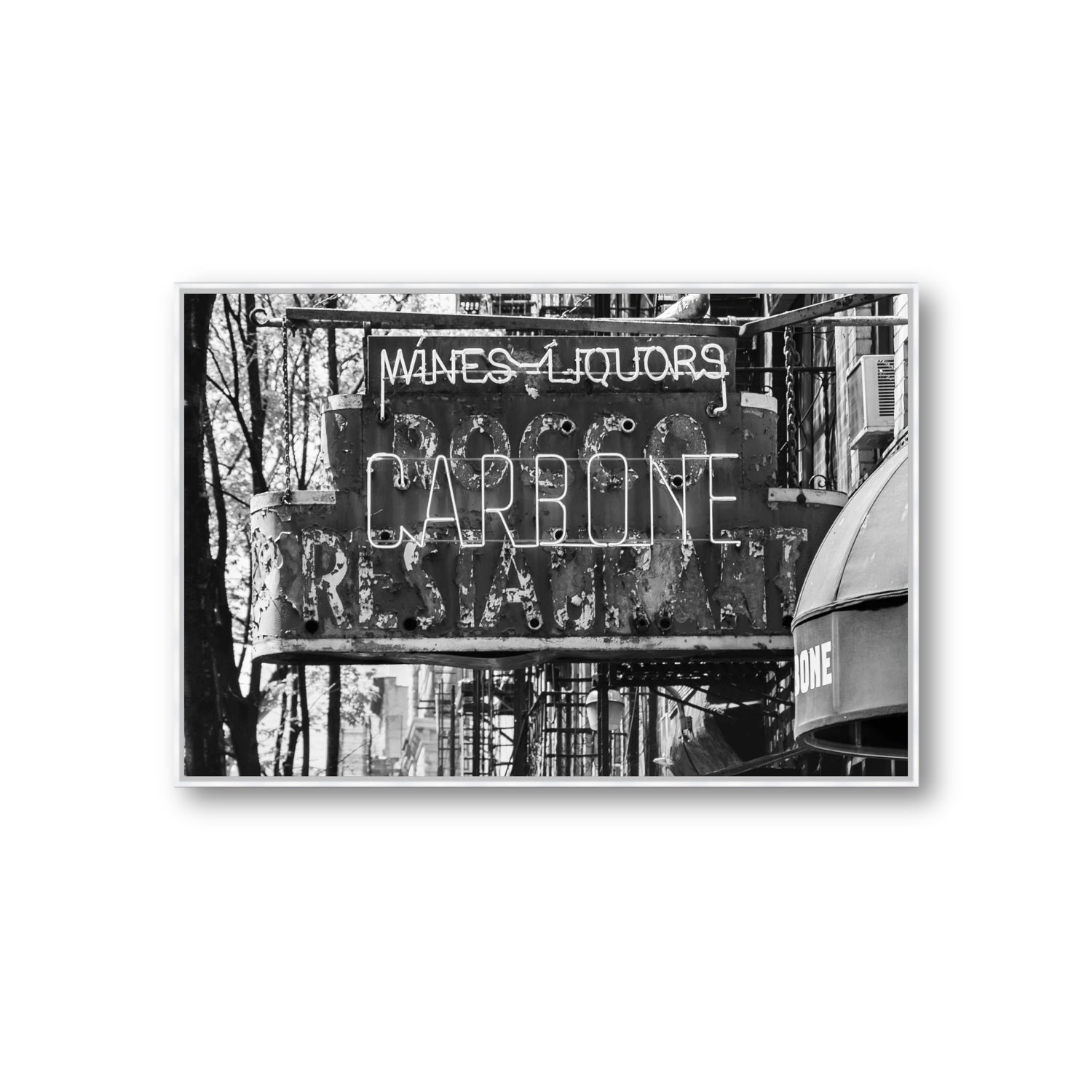 Thompson Street New York NYC Black & White wall art Giant fine art canvas in white float frame