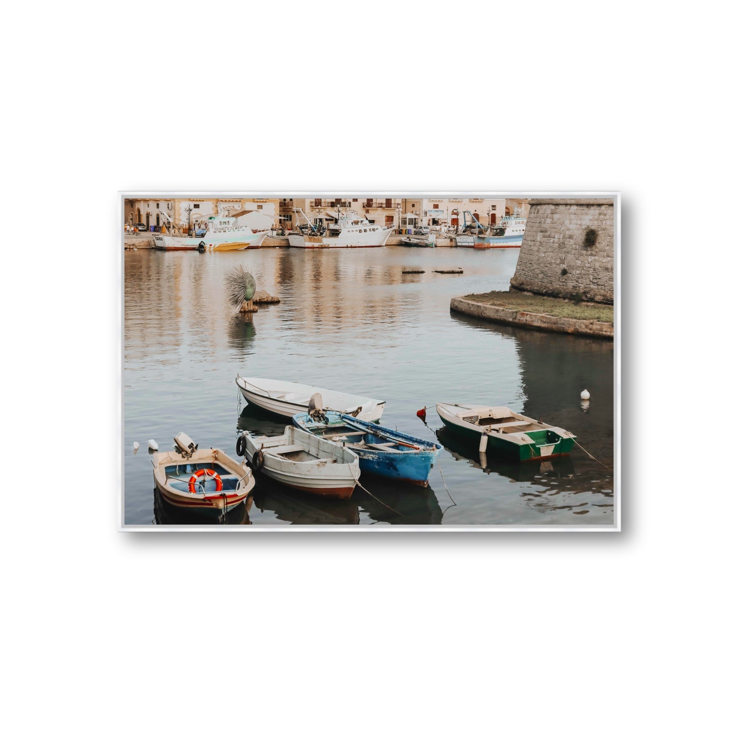 Cinque Barche Puglia Gallipoli Italian art print Giant fine art canvas in white float frame