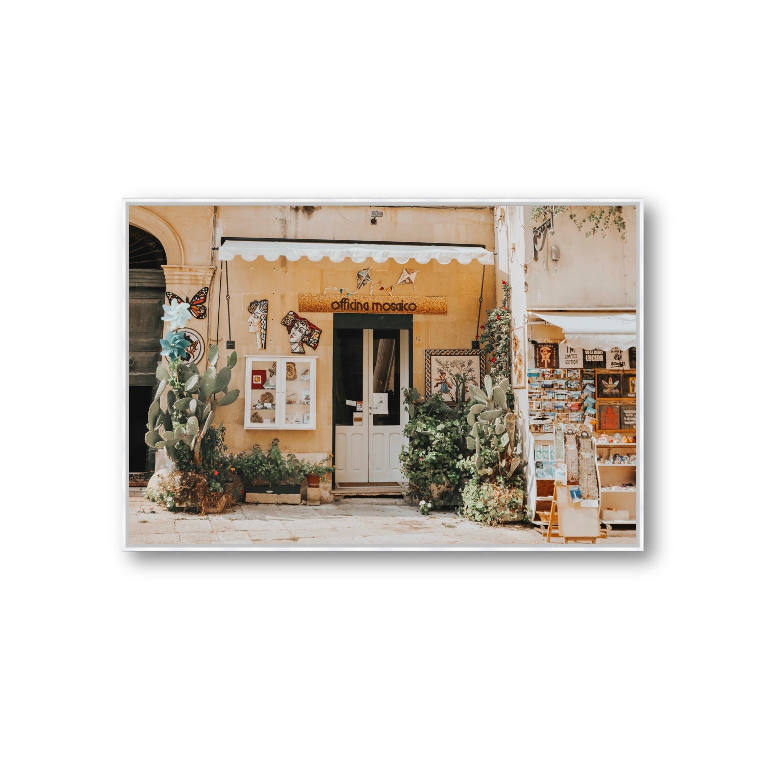 Mosaic Workshop Puglia Italian wall art Giant fine art canvas in white float frame
