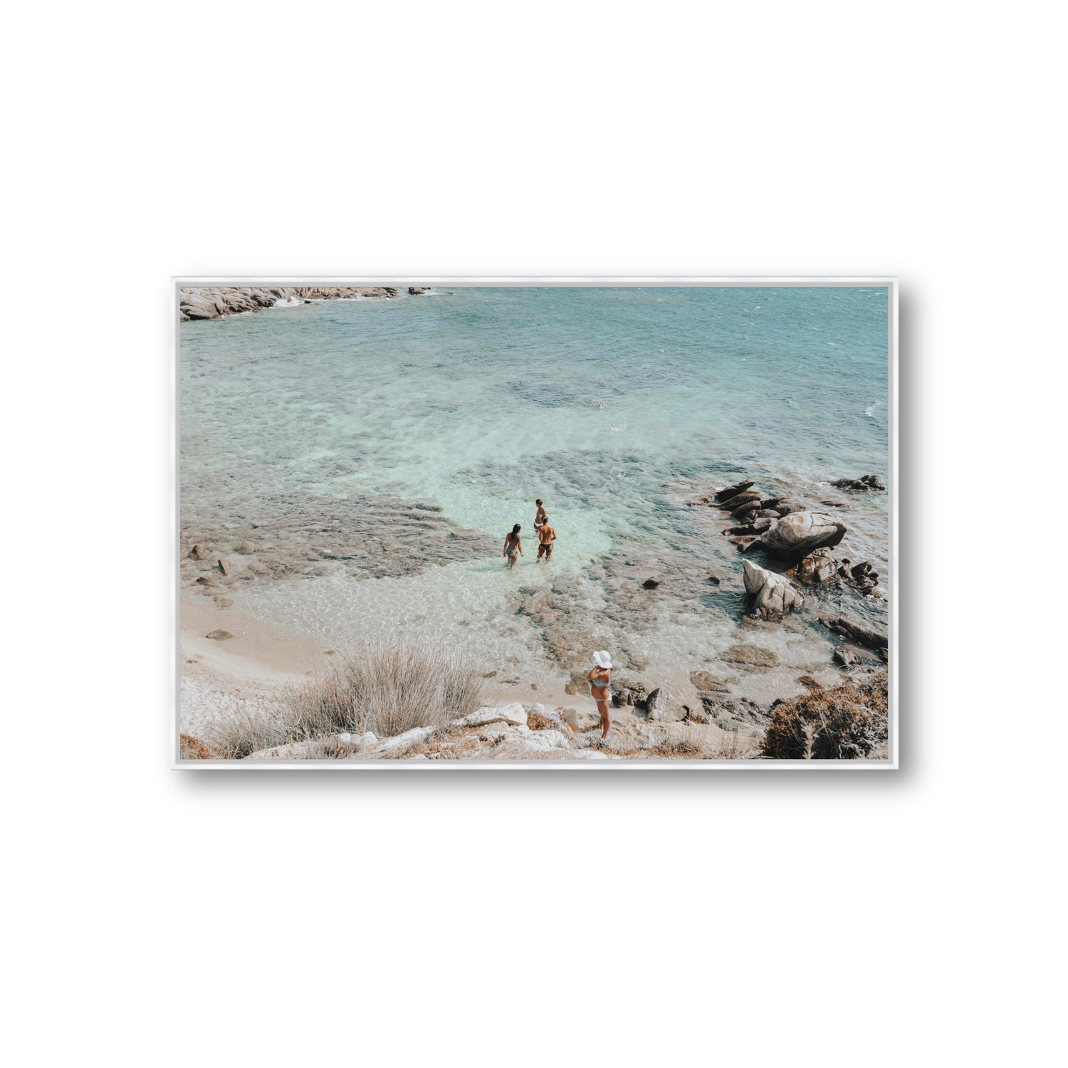 Easy On The Eyes Mykonos Greek island wall art Giant fine art canvas in white float frame