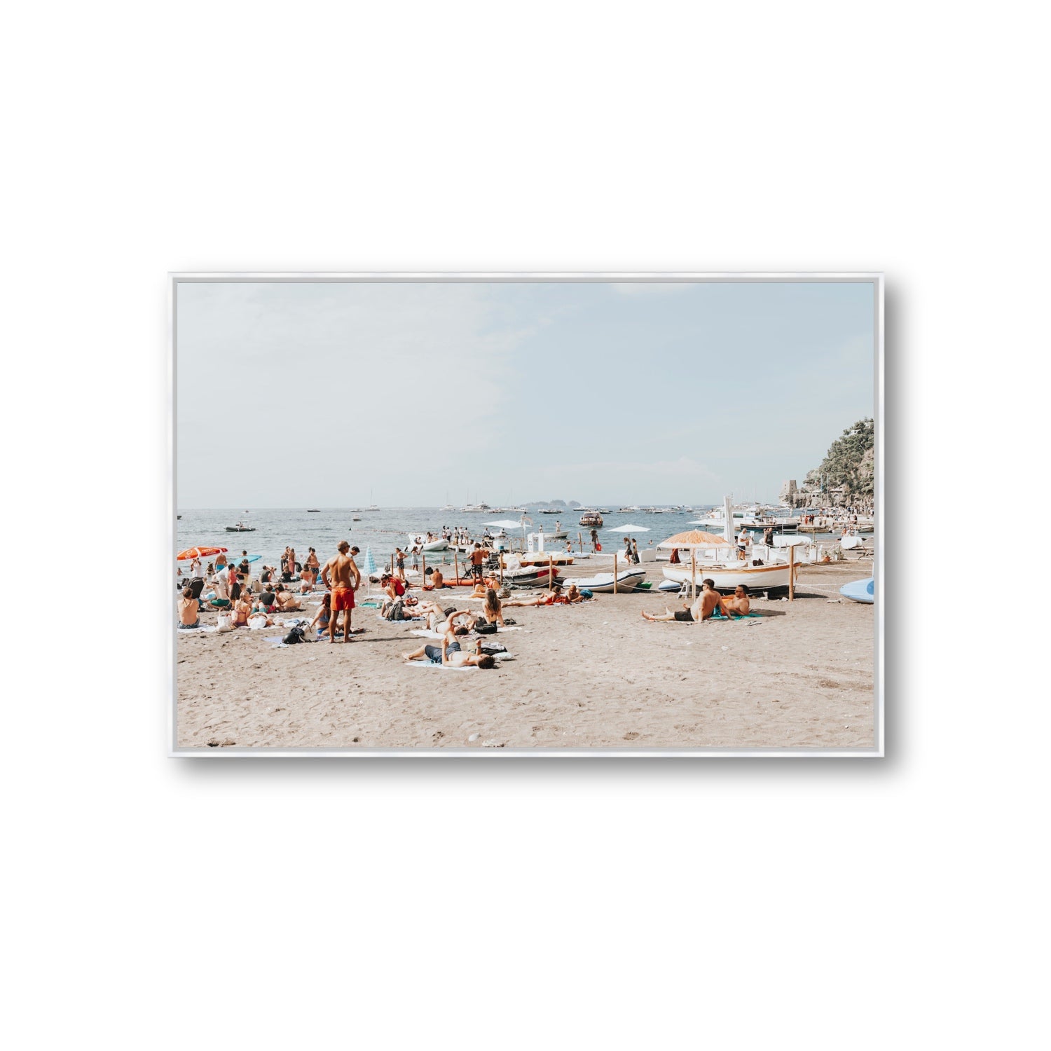 Beachy Vibes fine art print, Positano, Italy, Giant, White Float Frame, Fine Art Canvas