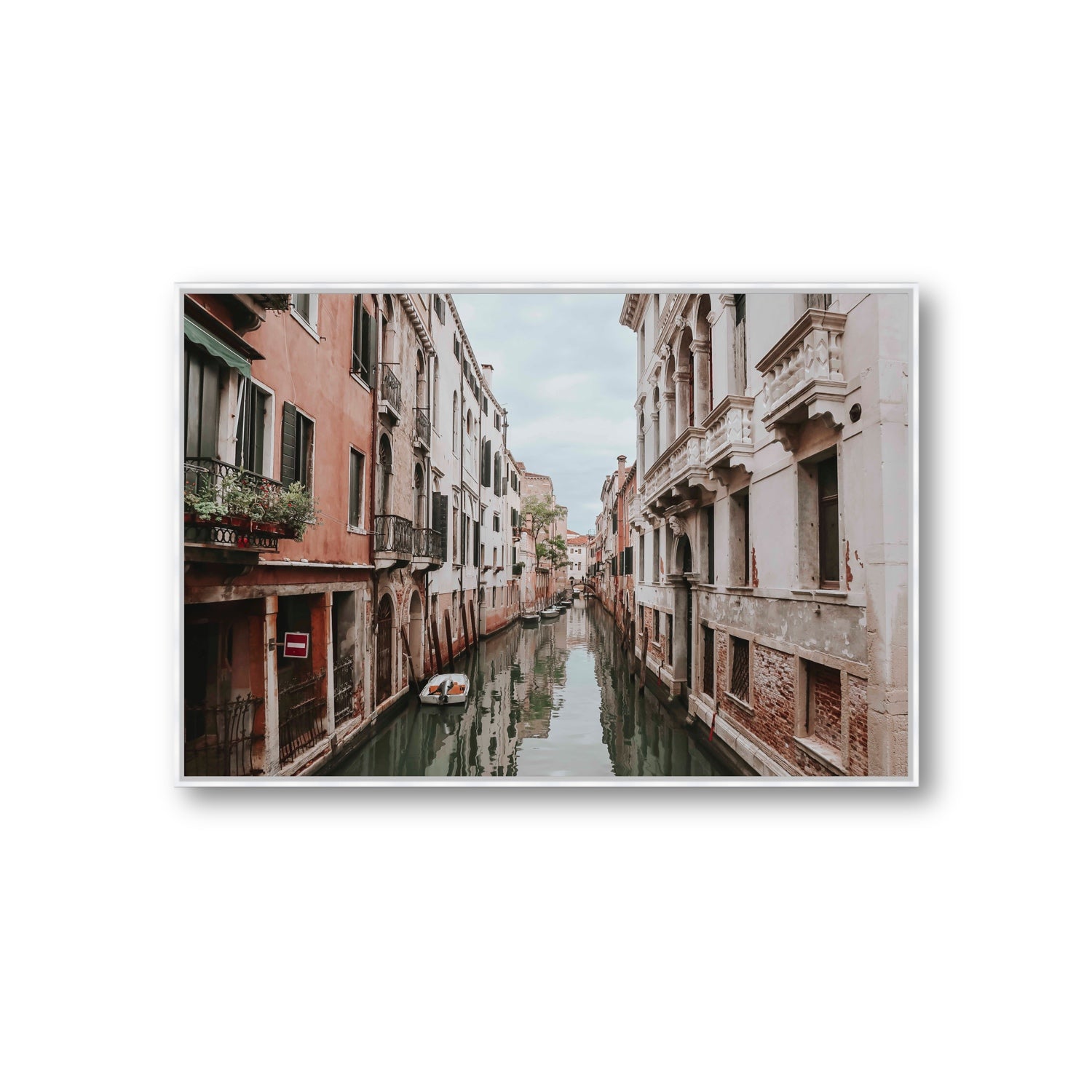 The Floating City Venice Canal Italian decor wall art Giant fine art canvas in white float frame