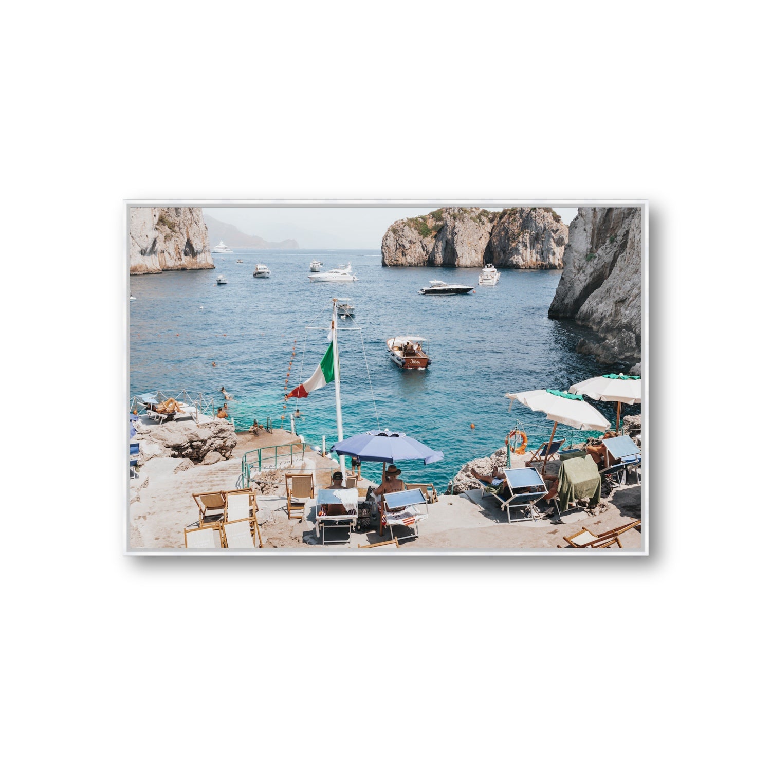 Smooth Sailing fine art print, Capri, Italy, Giant, White Float Frame, Fine Art Canvas