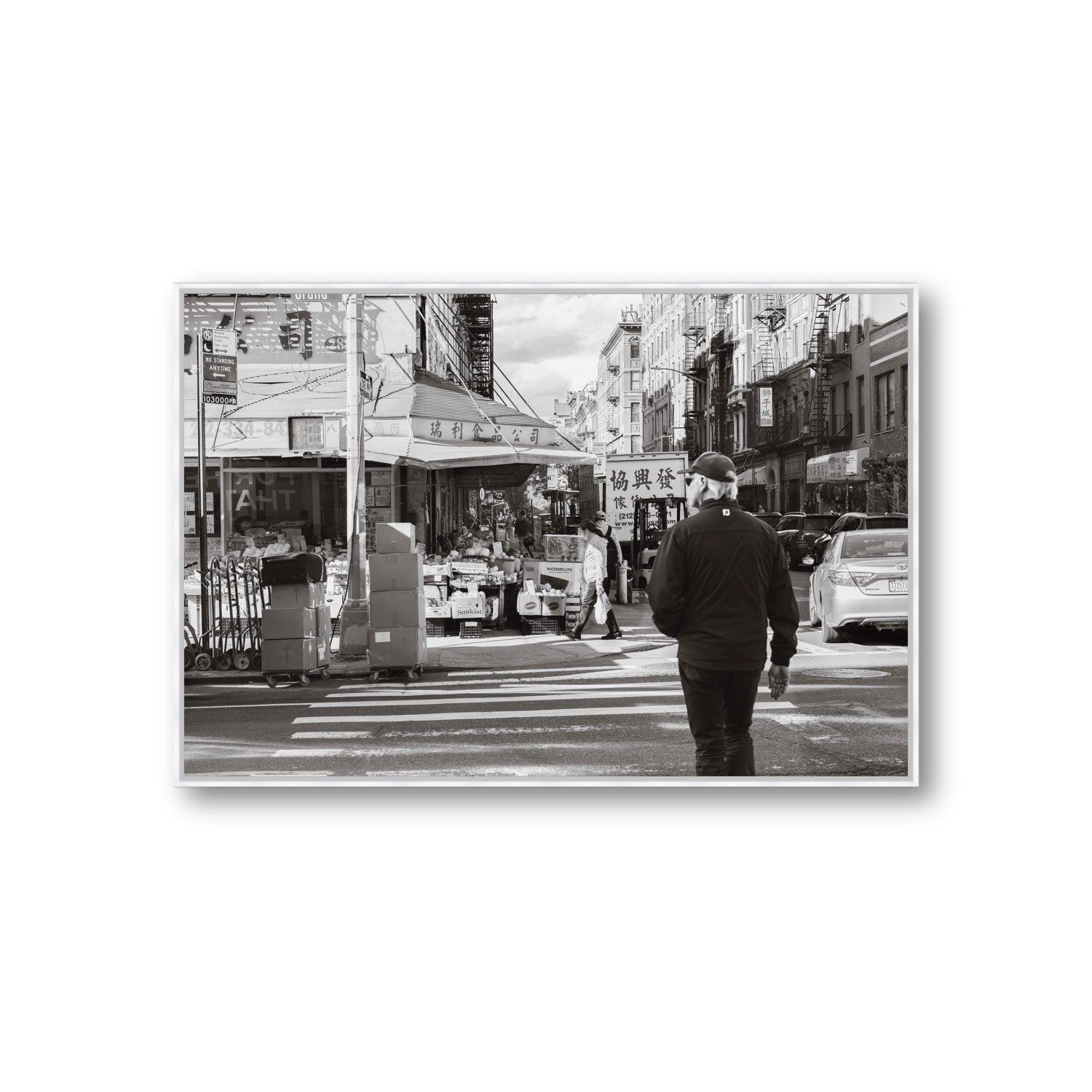 Chinatown New York NYC Street wall art Giant fine art canvas in white float frame