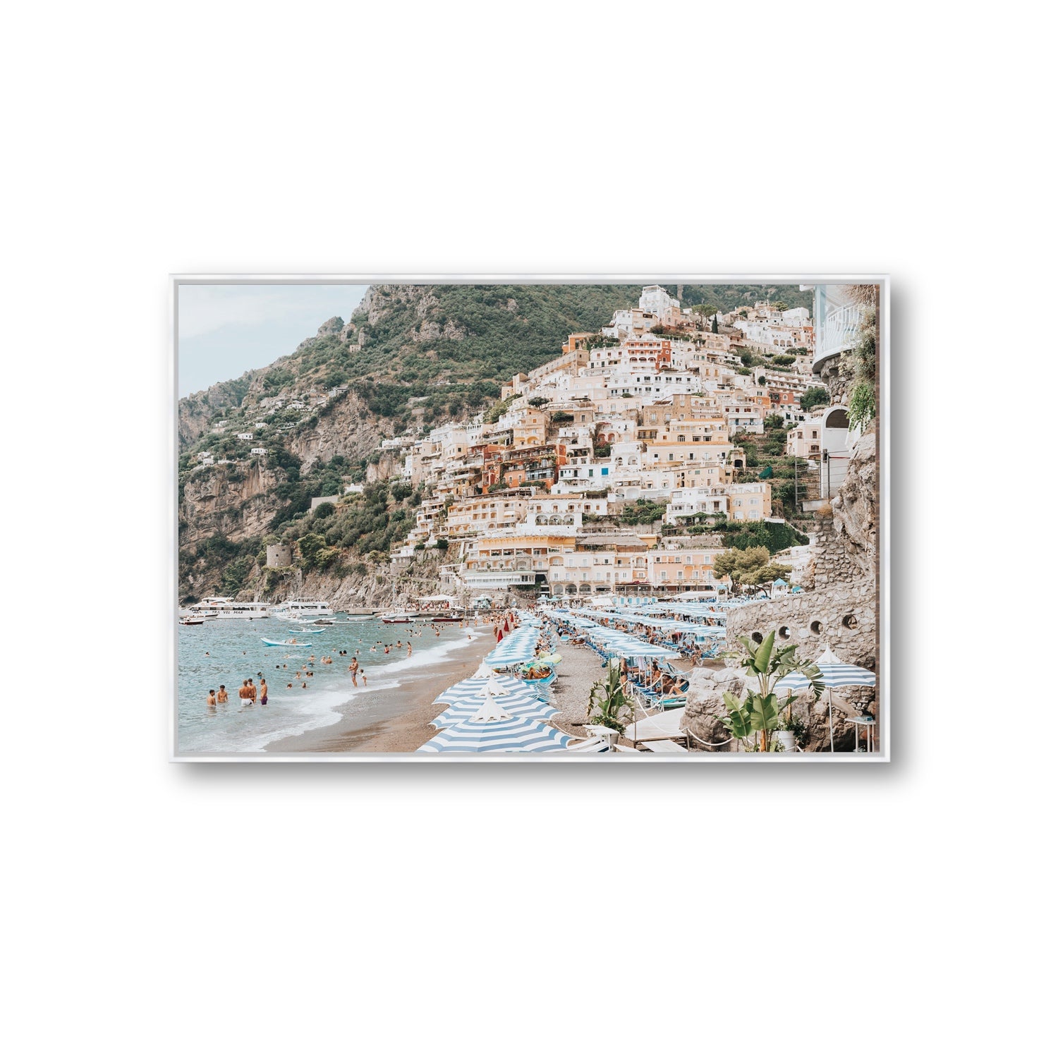 Villagio Sul Mare fine art print, Positano, Italy, Giant, White Float Frame, Fine Art Canvas
