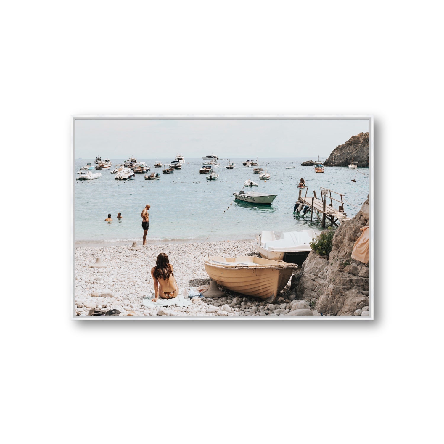 L'Osservatore Nerano wall art Giant fine art canvas in white float frame