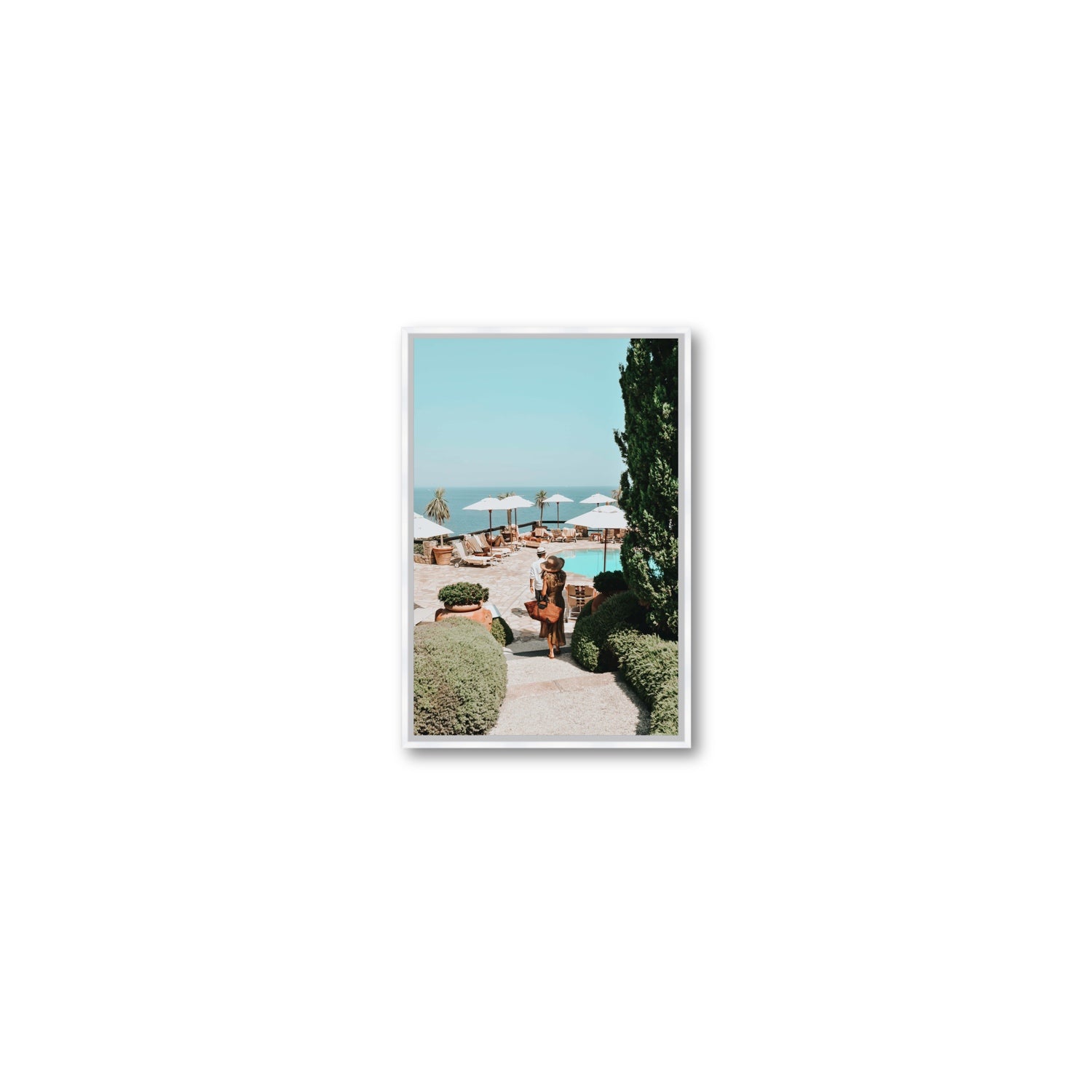 The World Is Your Catwalk Tuscany coastal wall art Small fine art canvas in white float frame