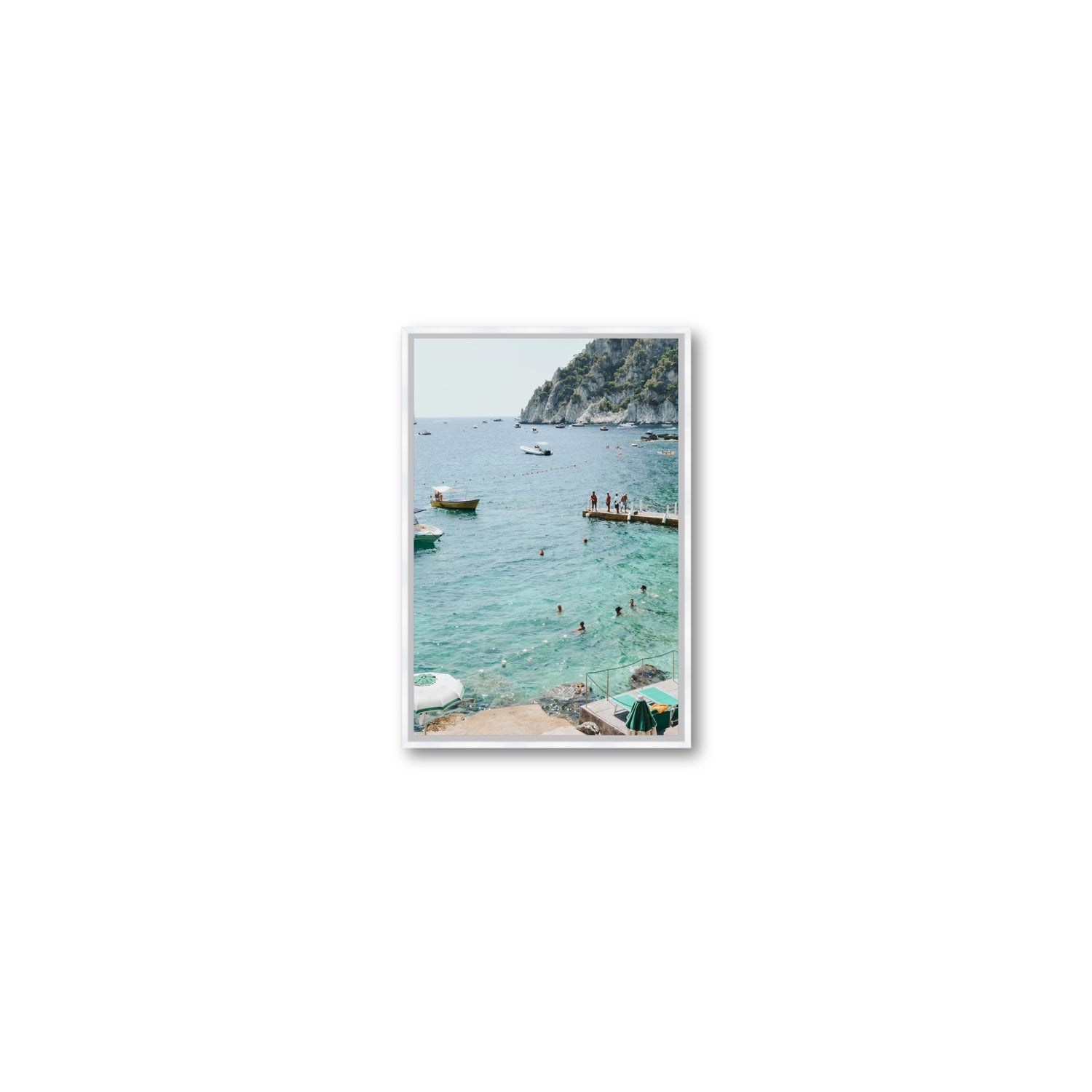 Delizia Pomeridiana Capri coastal wall art Small fine art canvas in white float frame