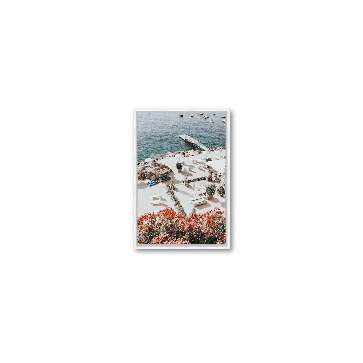 A Work of Art Amalfi coastal wall art Small fine art canvas in white float frame