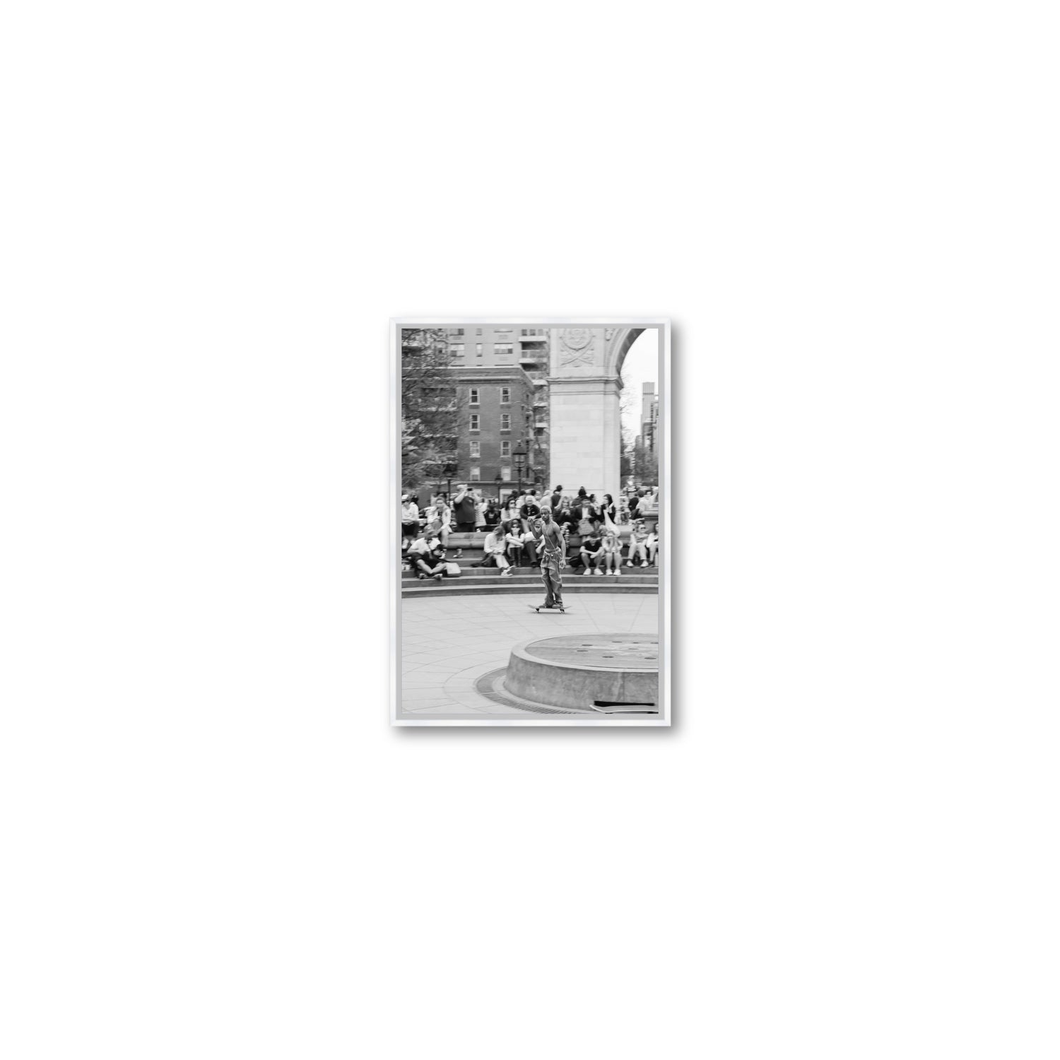 Parkside Pirouettes New York NYC Black & White wall art Small fine art canvas in white float frame
