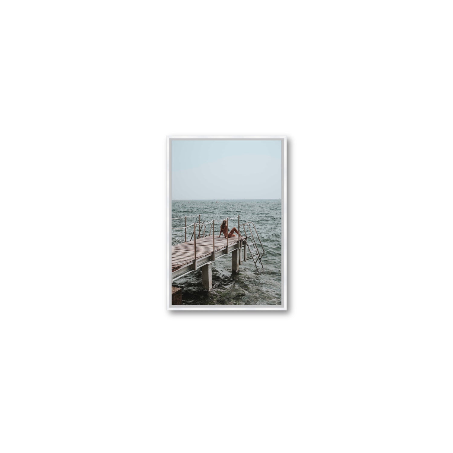 The Dock's Whisper fine art print, Tuscany, Italy, Small, White Float Frame, Fine Art Canvas