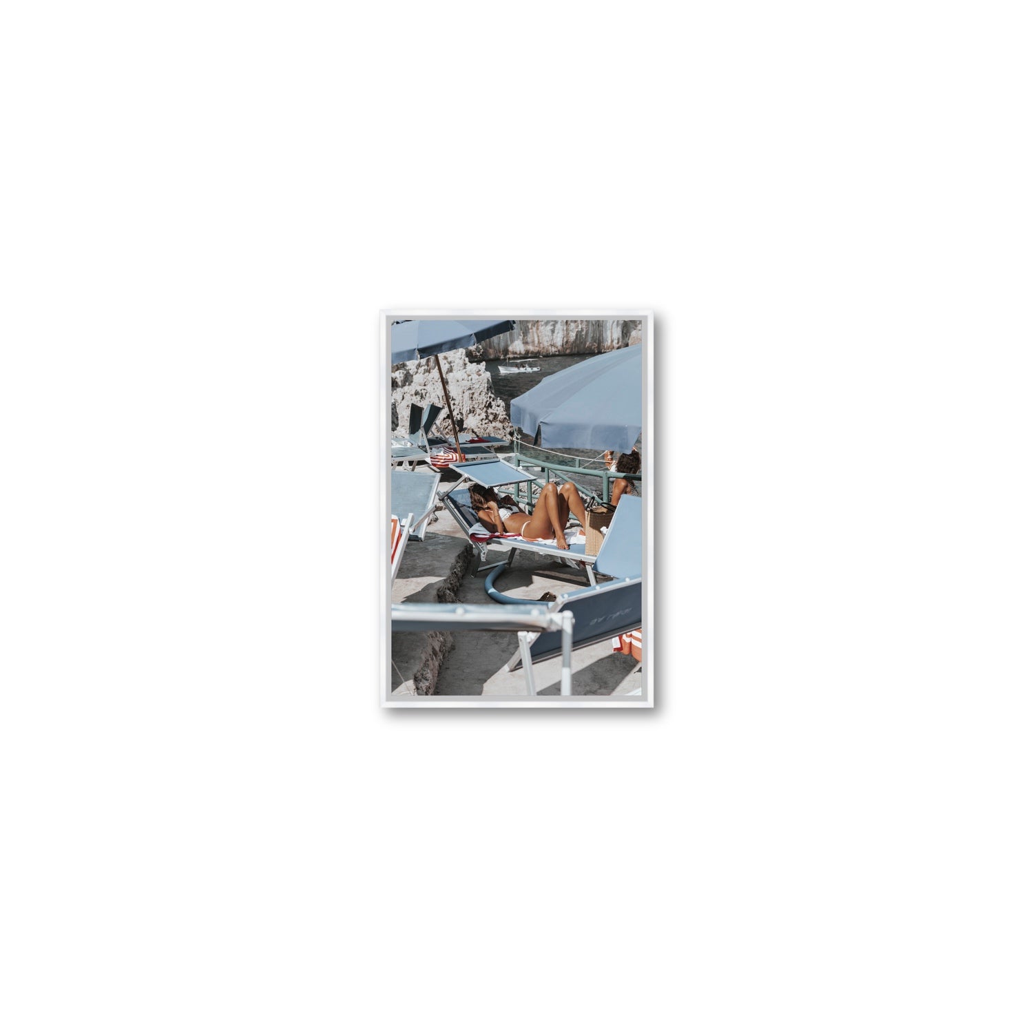 Beach Babe fine art print, Capri, Italy, Small, White Float Frame, Fine Art Canvas